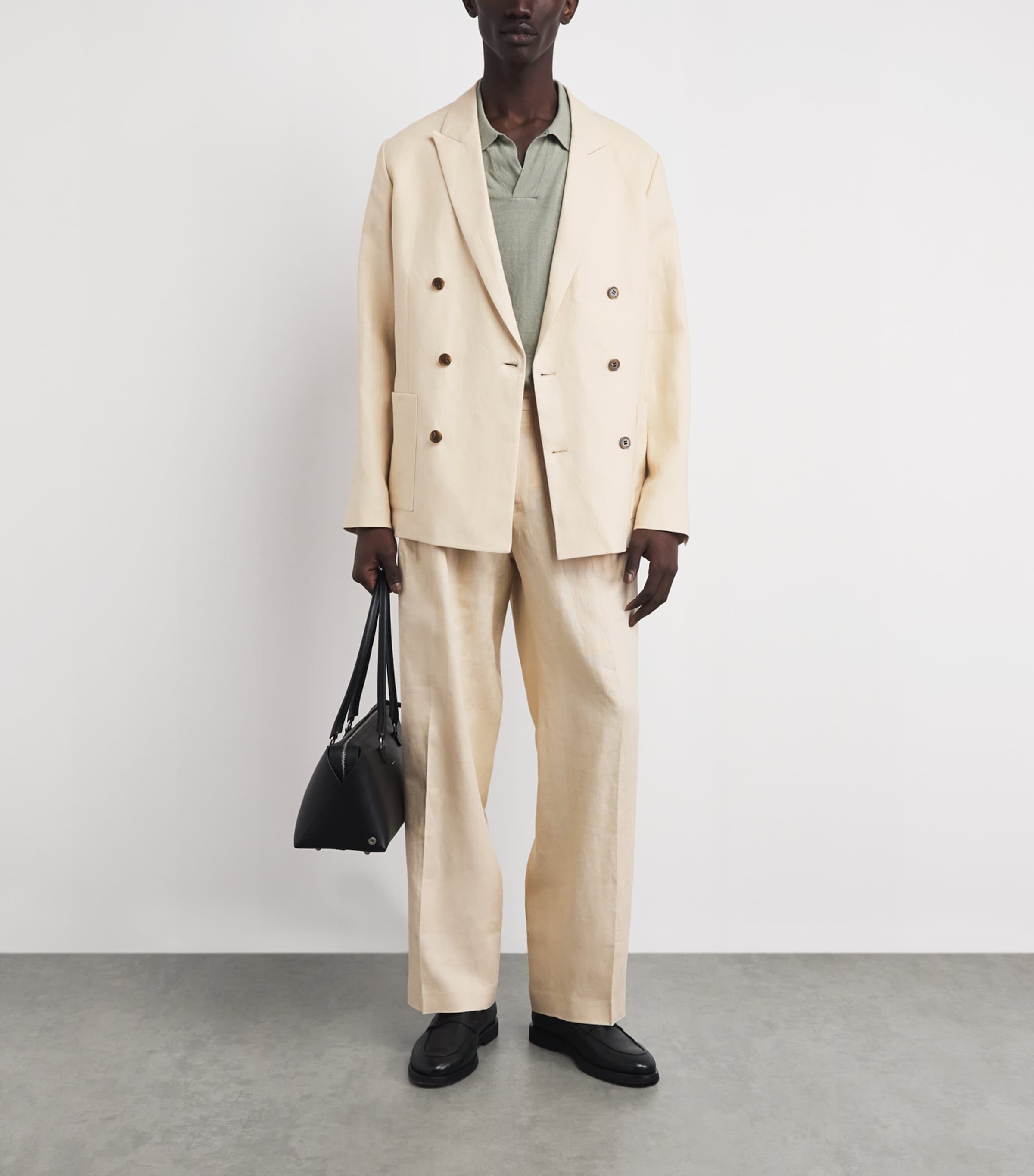 NN.07 Mens Linen Justin Wide-Leg Trousers Honey Silk Image 2