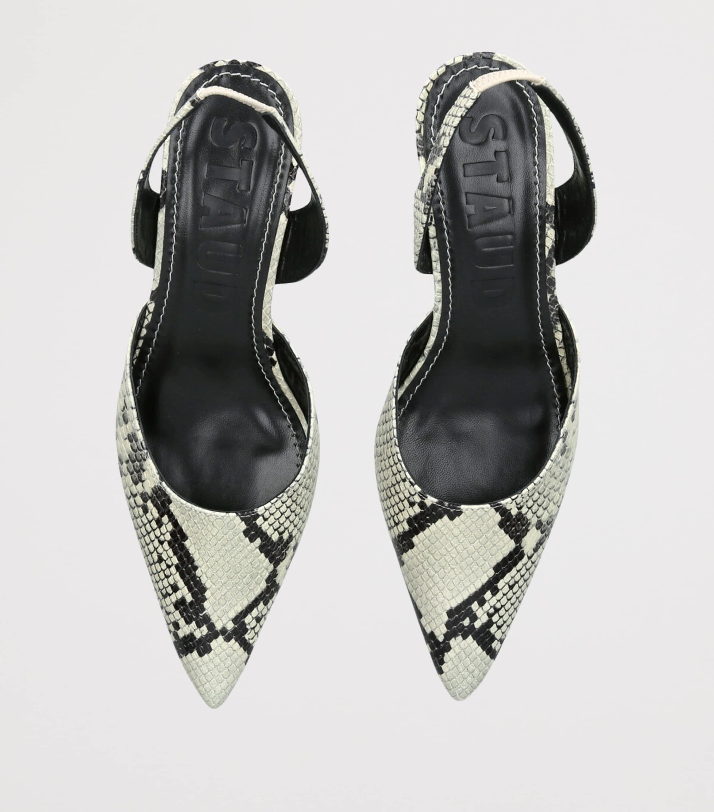 Leather Snake Print Sebastian Slingback Heels 55 CREAM COMB Image 4