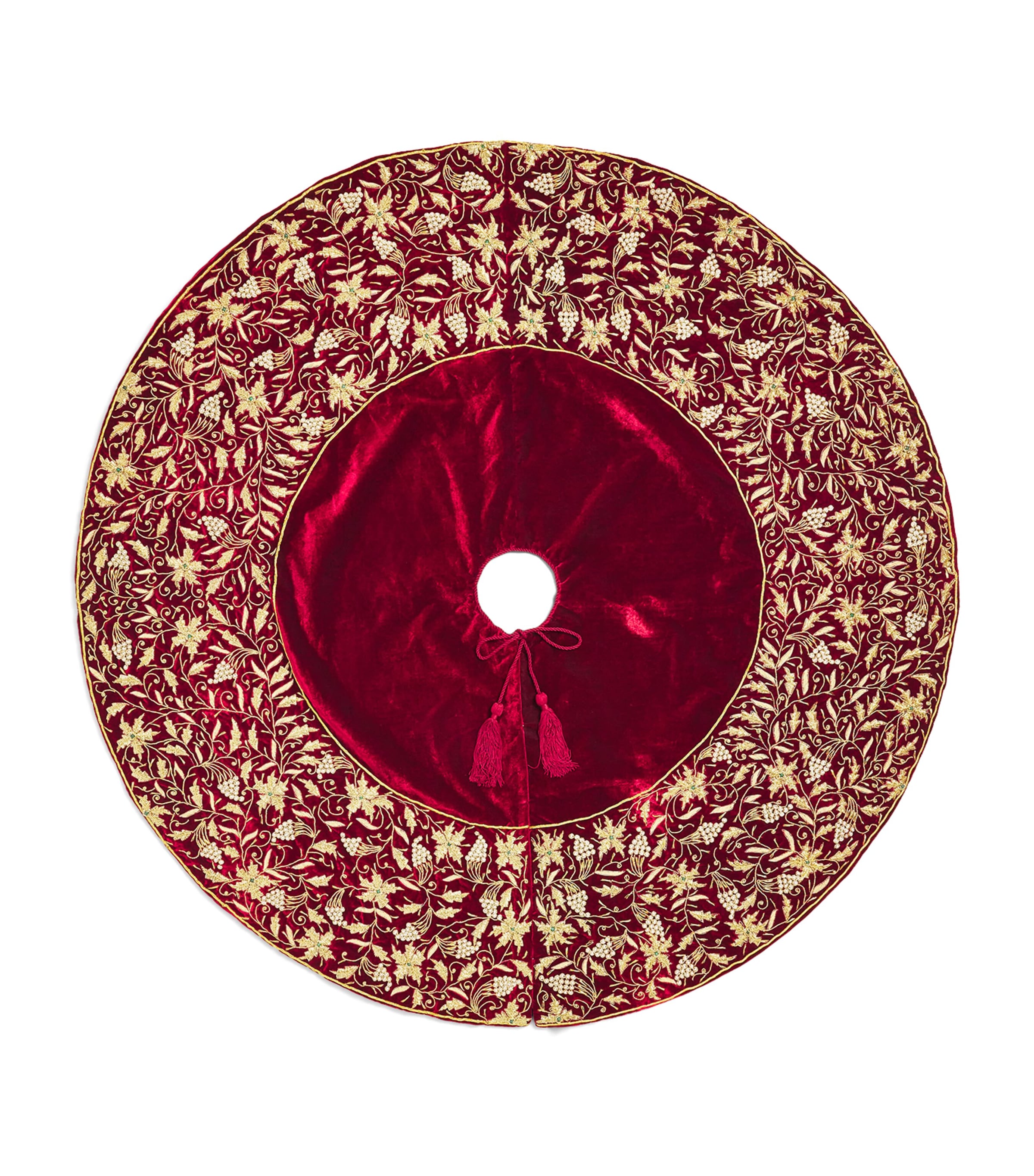 Harrods Velvet Embroidered Tree Skirt In Red