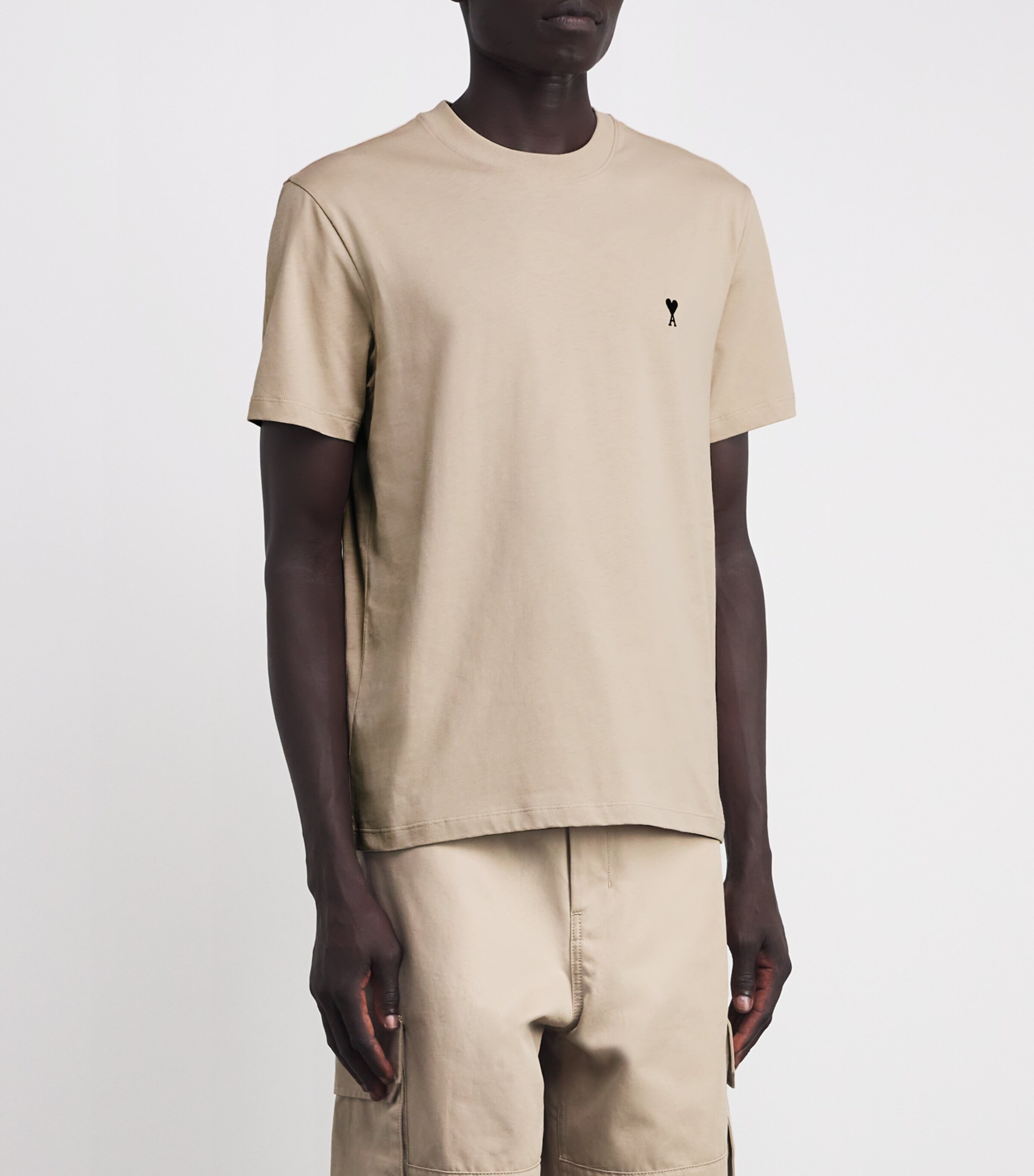 AMI Paris Beige Cotton Embroidered Ami De Coeur T-Shirt | Harrods US