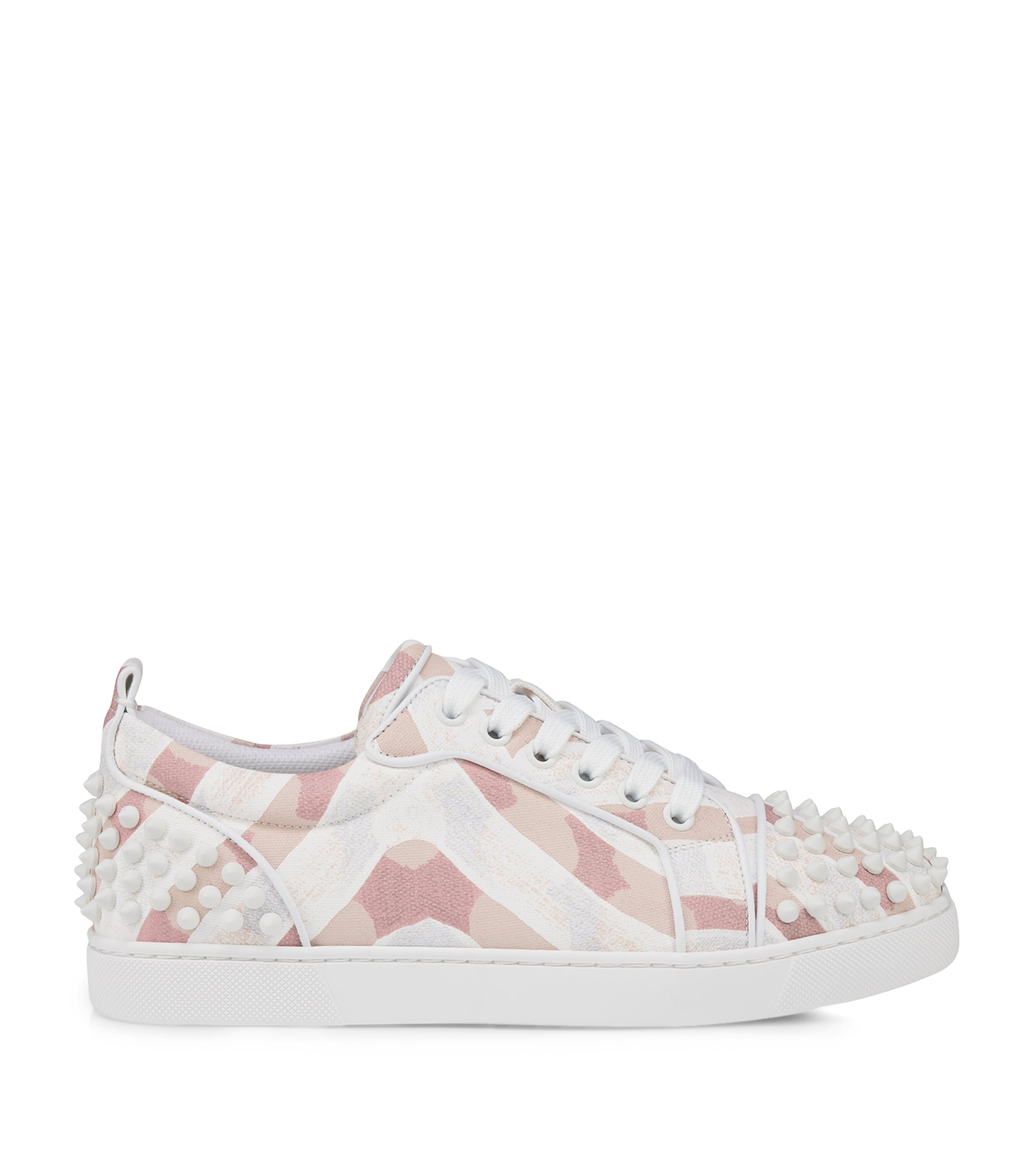Christian Louboutin Louise Junior Spikes Cotton-Leather Sneakers | Designers | Christian Louboutin | Women Shoes | Trainers | Low-Top Trainers | Women New In | Womens Shoes