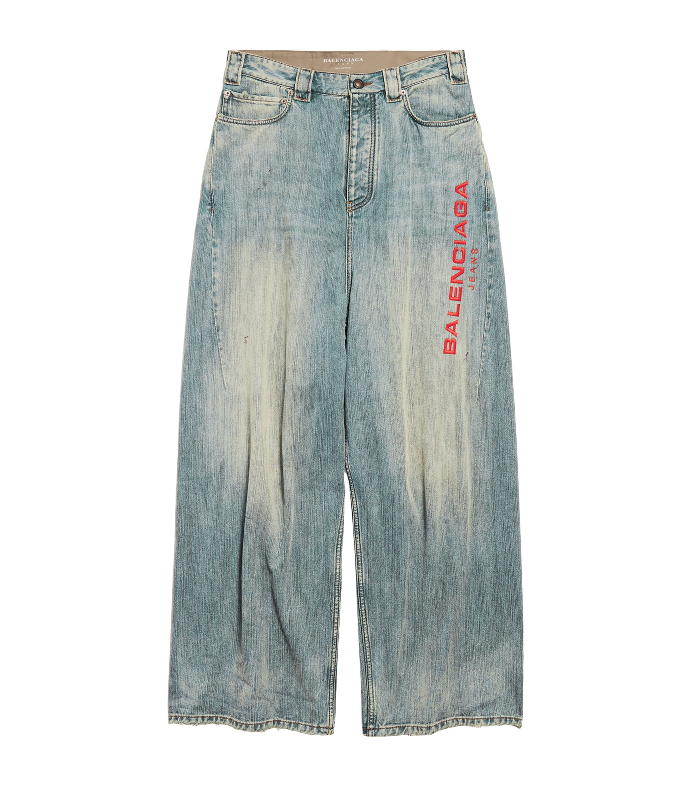 Balenciaga Logo-Embroidered Wide-Leg Jeans | Harrods US