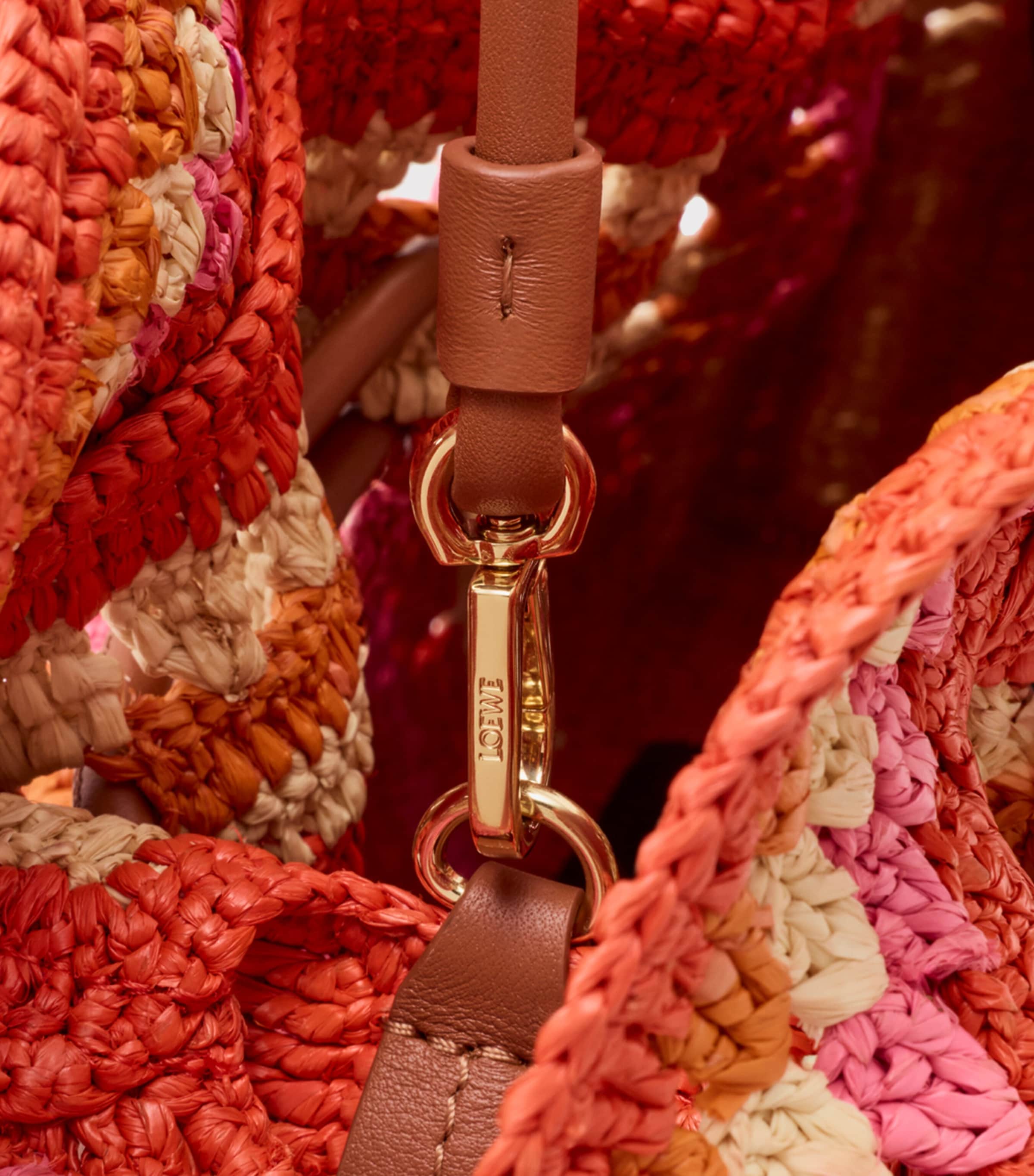 LOEWE x Paula's Ibiza Medium Raffia Flamenco Clutch Bag Bright Orange/pink Image 10