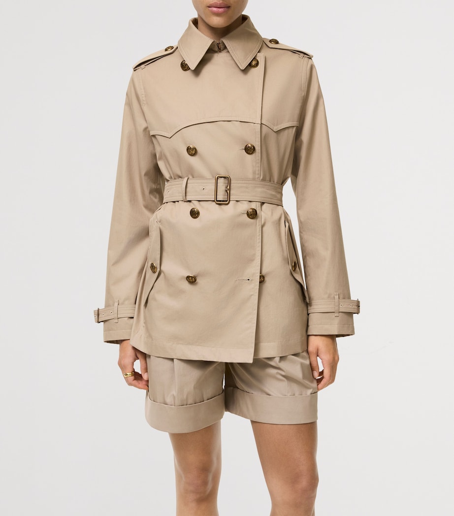Burberry Womens Tropical Gabardine Foxfield Trench Coat Saltmarsh Beige Image 4