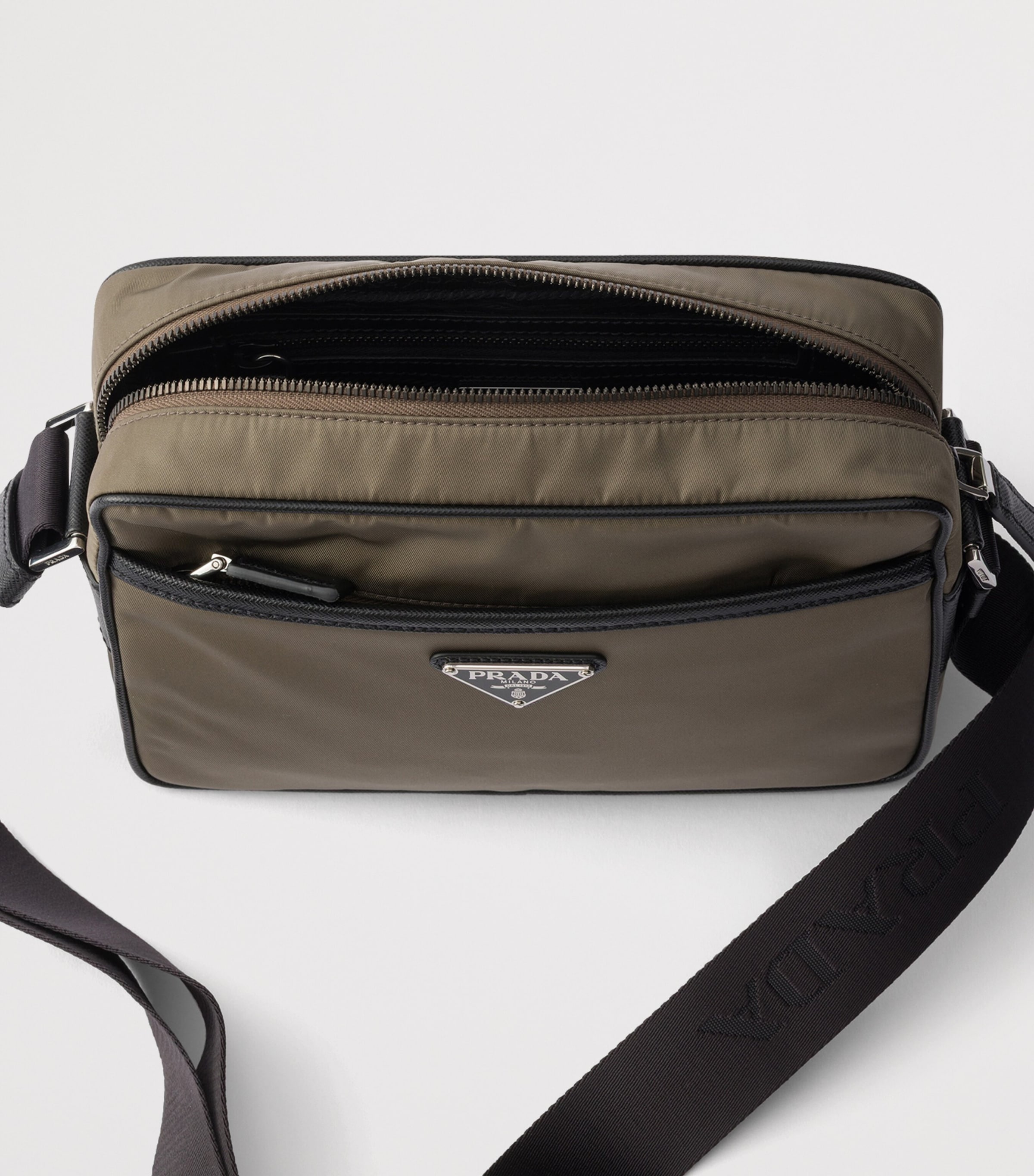 Prada Re-Nylon Saffiano Leather-Trim Shoulder Bag Grey Image 4