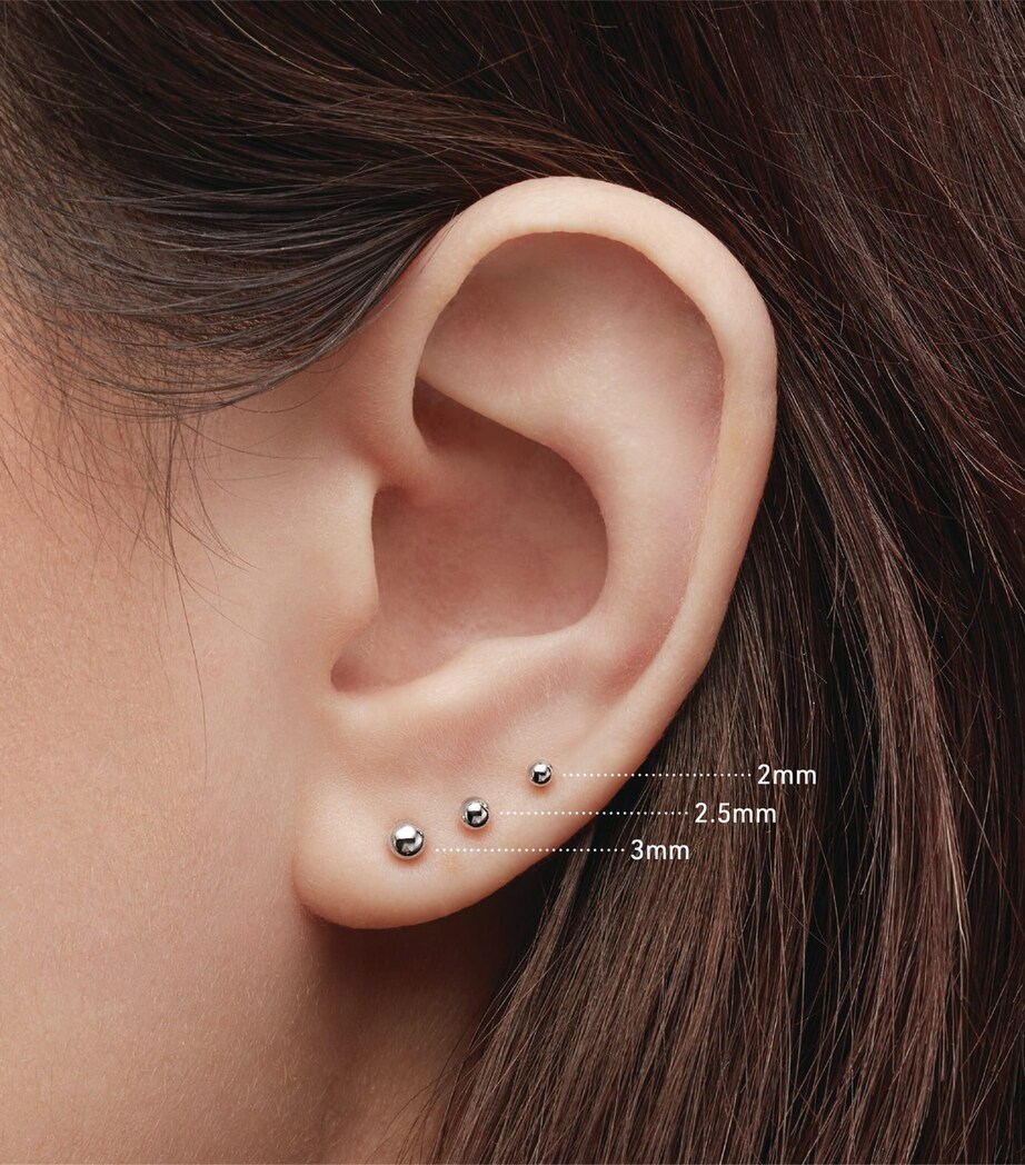 Ball Threaded Single Stud Earring (3mm) YELLOW GOLD Image 2