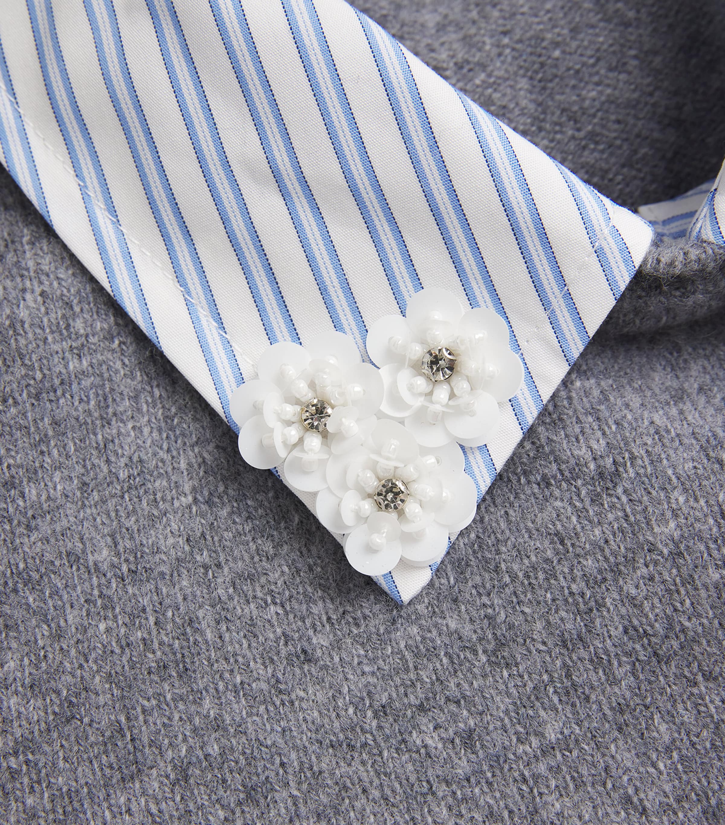 Wool Detachable-Collar Sweater GREY Image 5