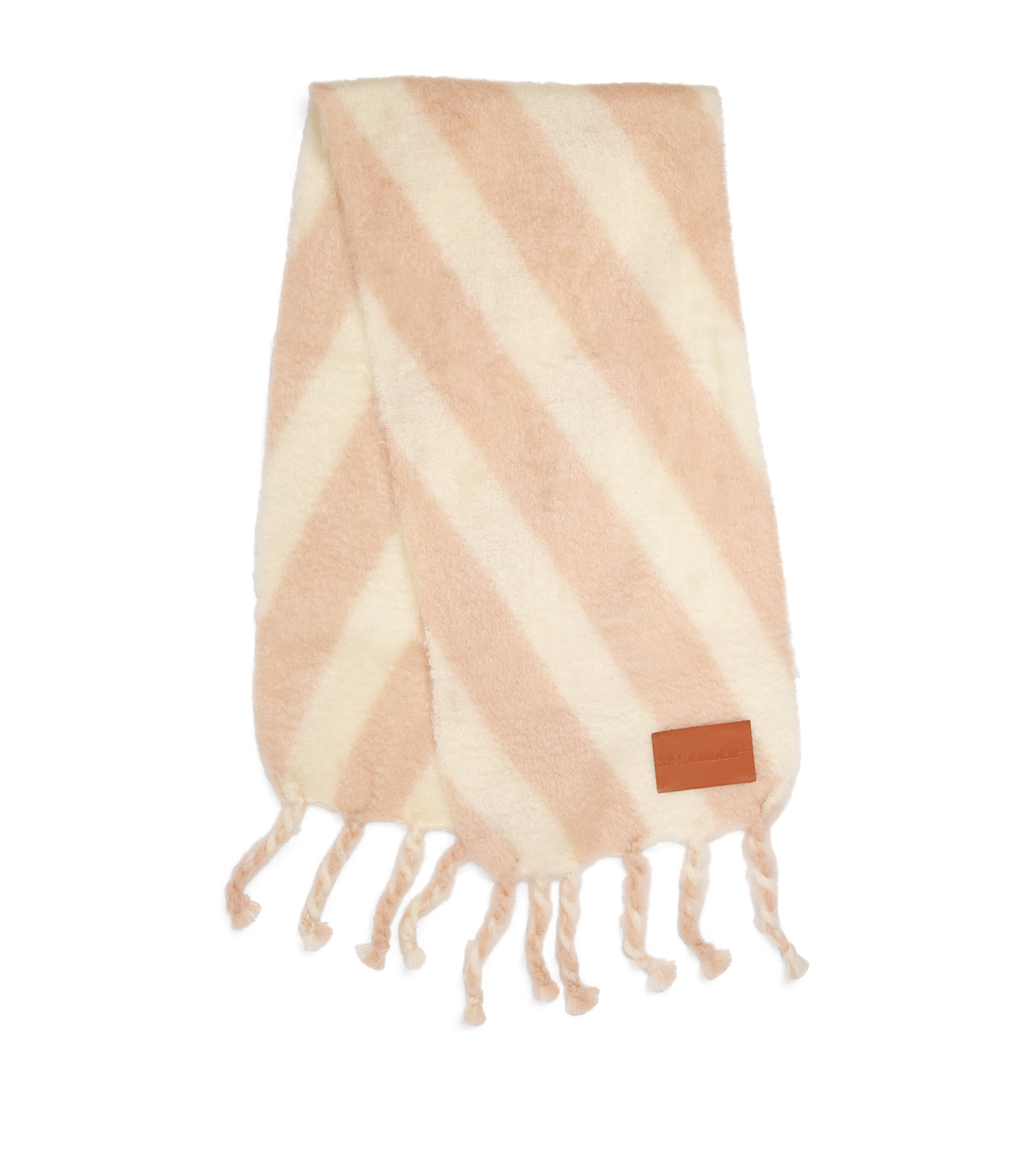 Shop Jil Sander Mohair-blend Striped Scarf In Red