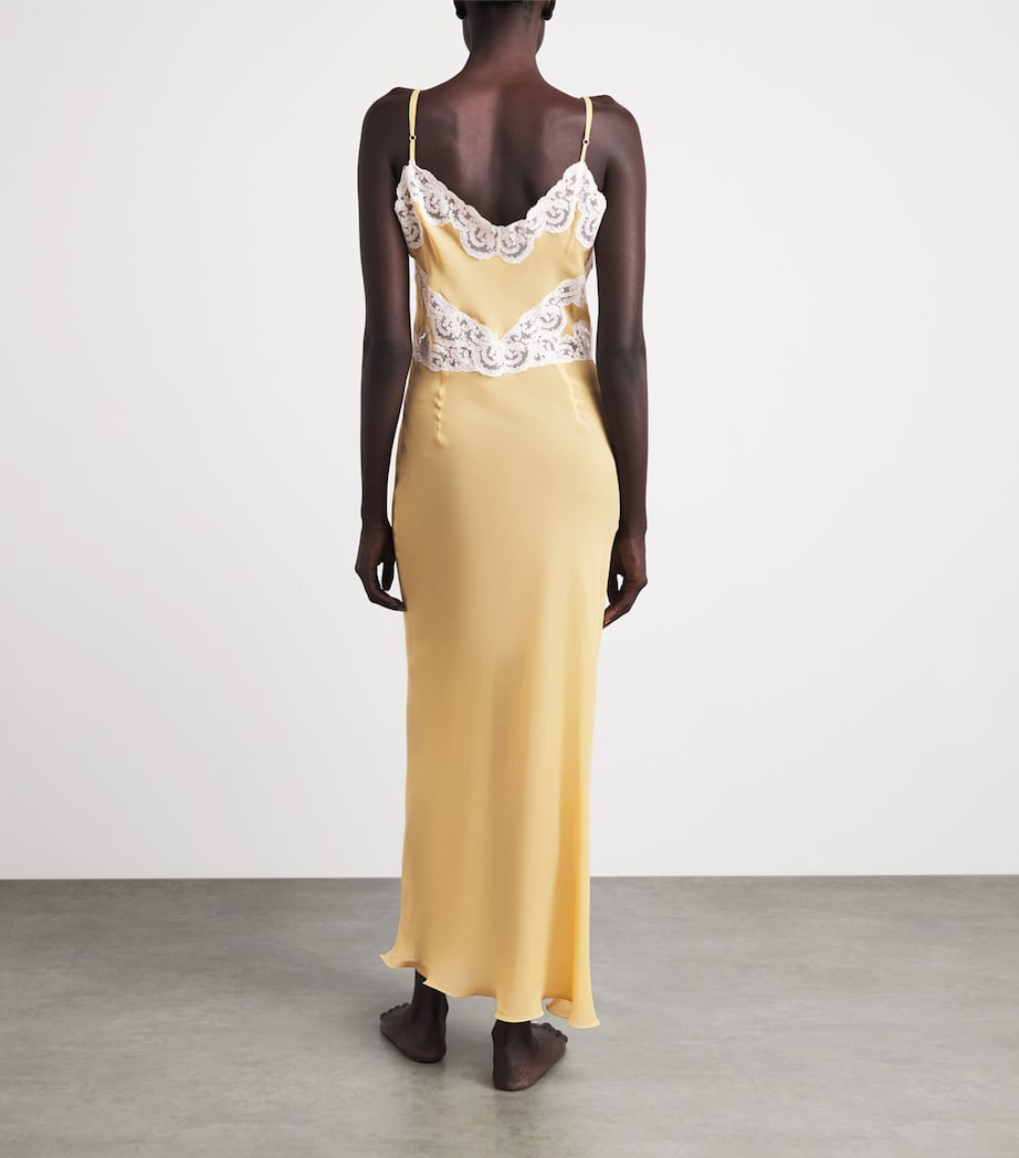 Loretta Caponi Womens Silk Georgette Palmira Nightdress Yellow Image 5