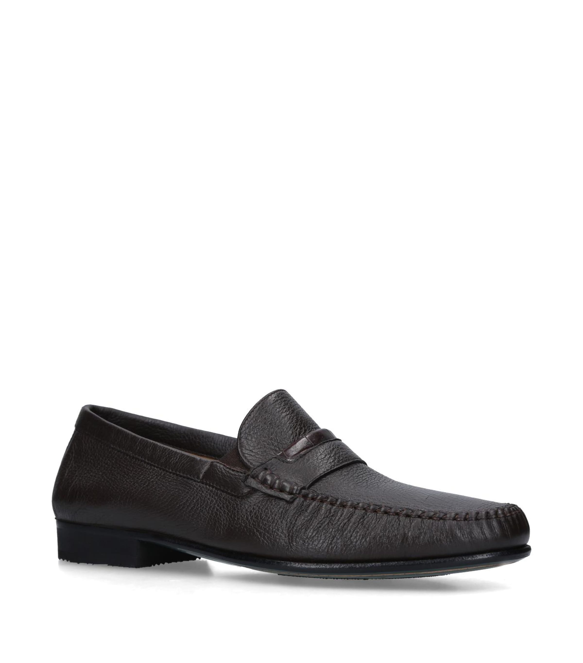 Brotini Croc Trim Leather Flex Loafers In Brown