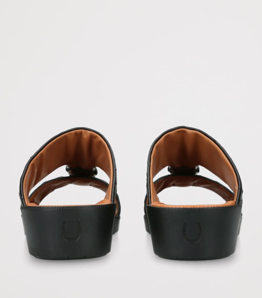 Leather Struzzo Sandals BLACK Image 2