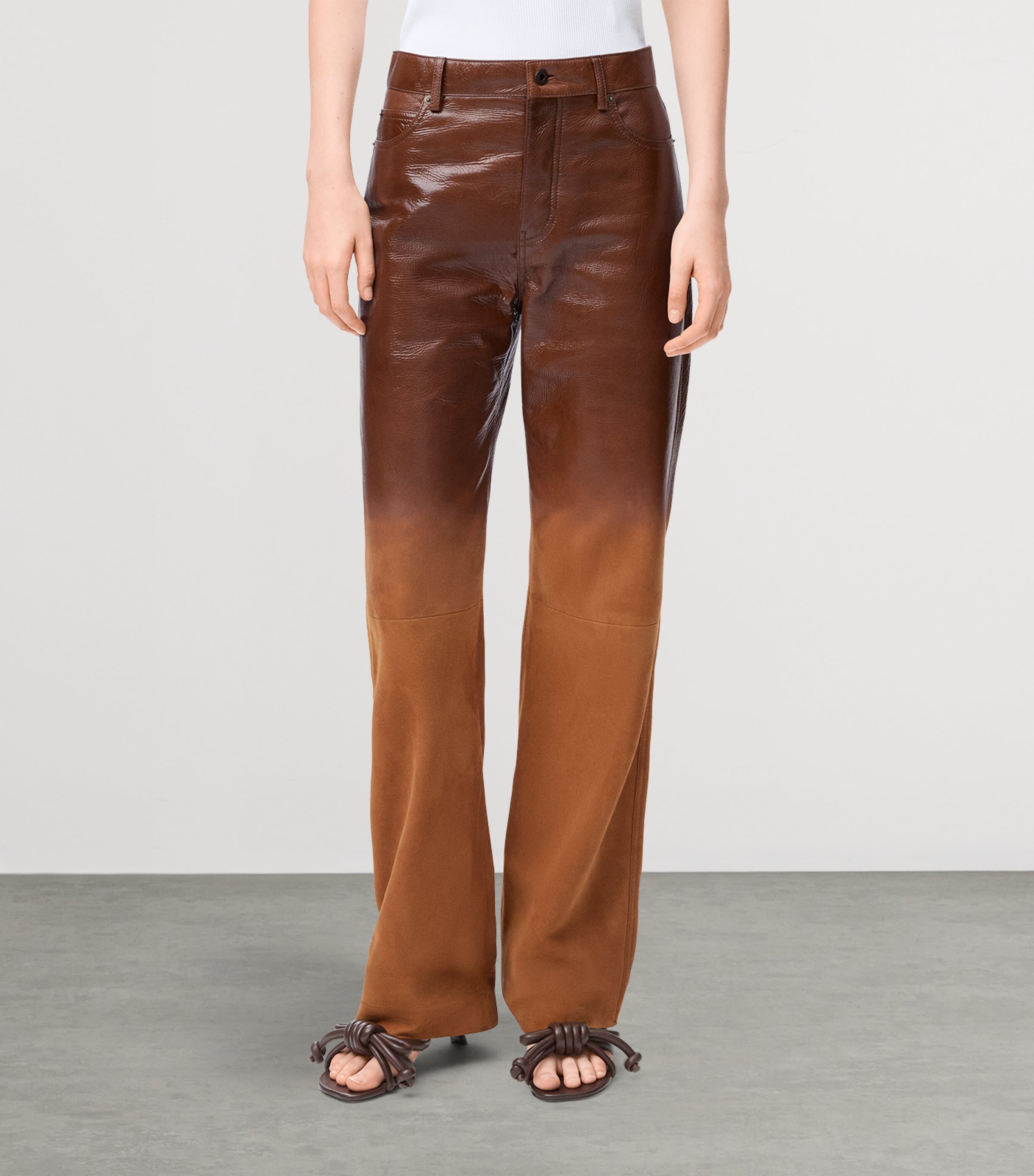 Lambskin-Suede Straight Trousers TOFFEE Image 3