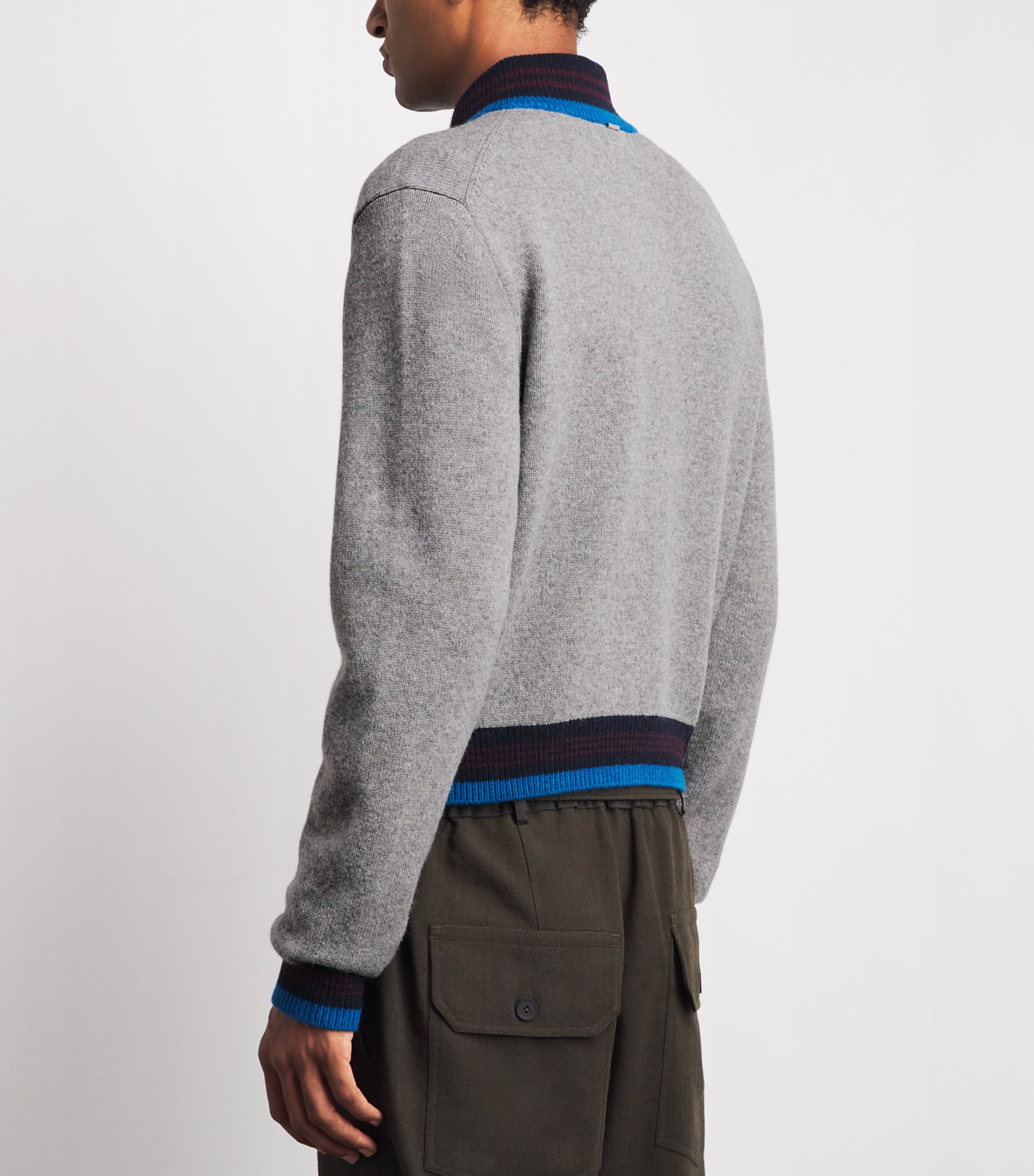 System Mens Wool-Cotton Zip-Up Cardigan Grey Image 5