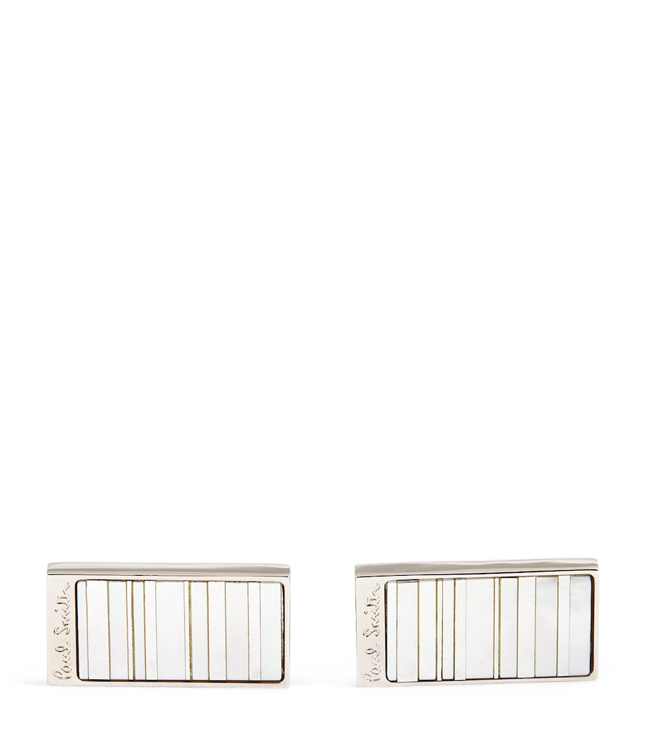 Mother-of-Pearl Signature Stripe Cufflinks 82_SILVER Image 1