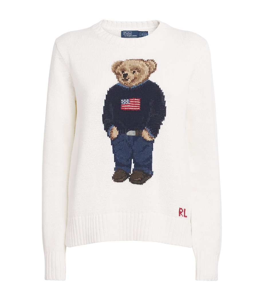 Linen-Cotton Polo Bear Sweater DECKWASH WHITE MULTI Image 1