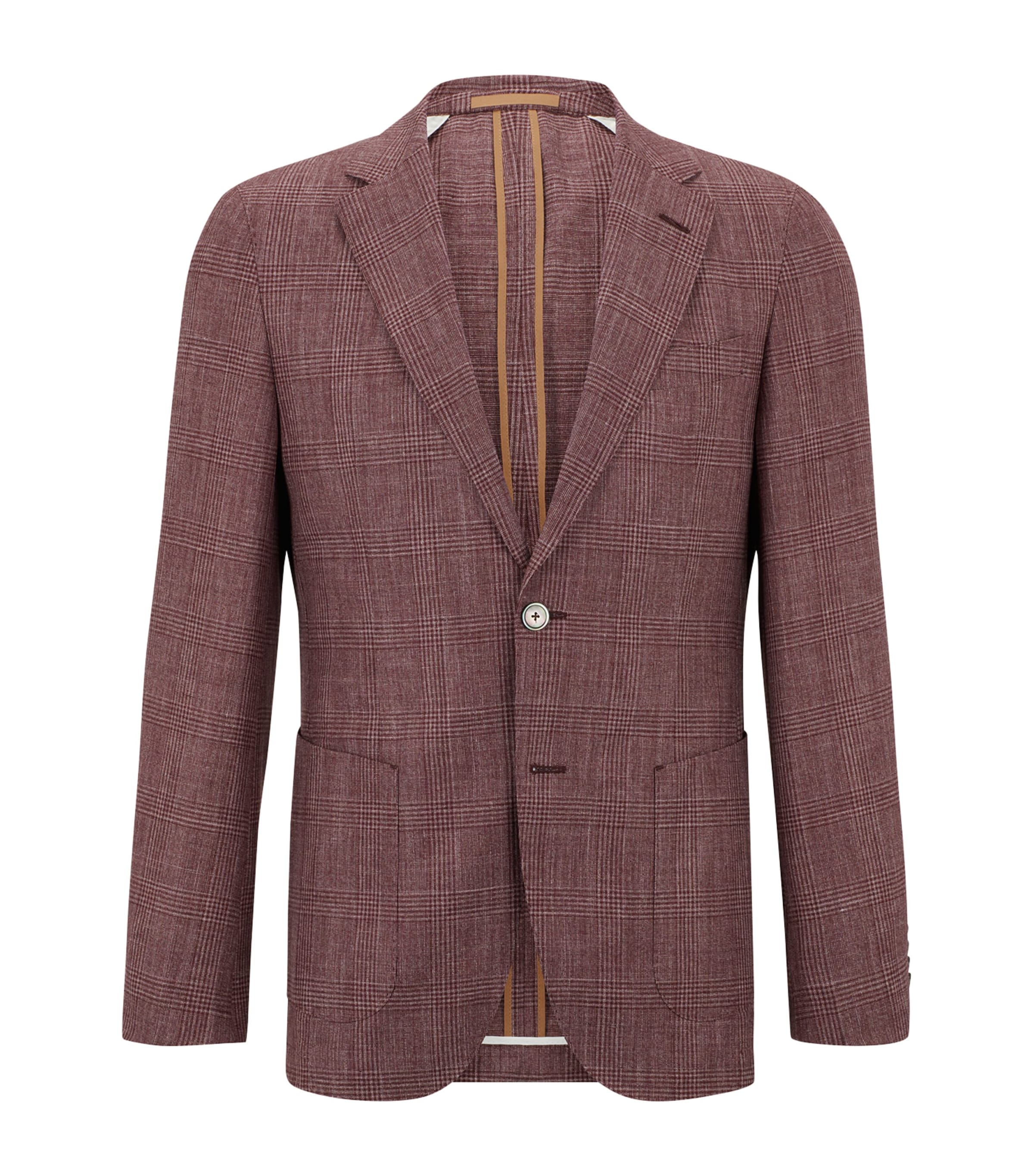 Hugo Boss Wool-silk Check Jacket In Red