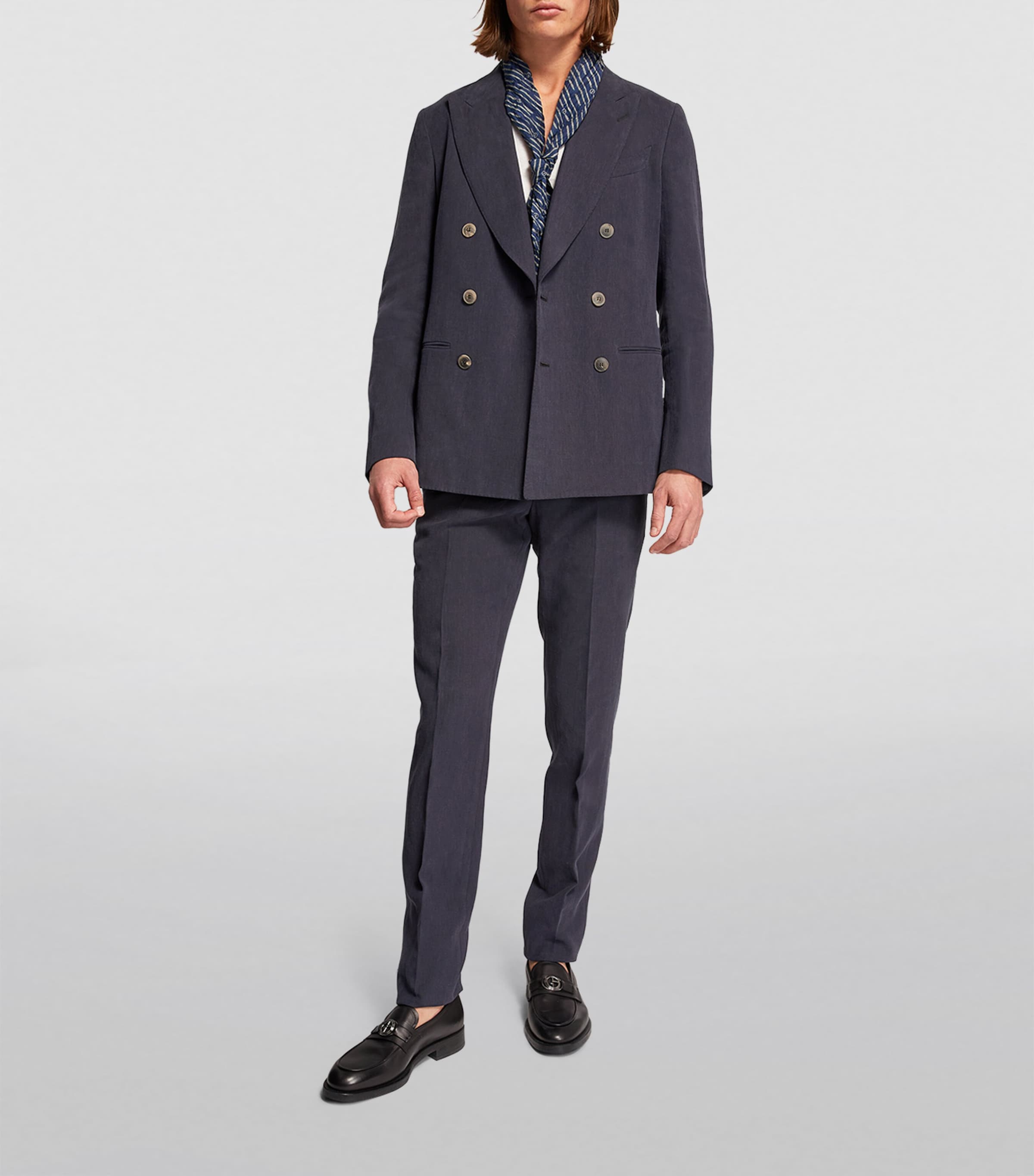 Giorgio Armani Linen Double-Breasted Suit | Harrods US