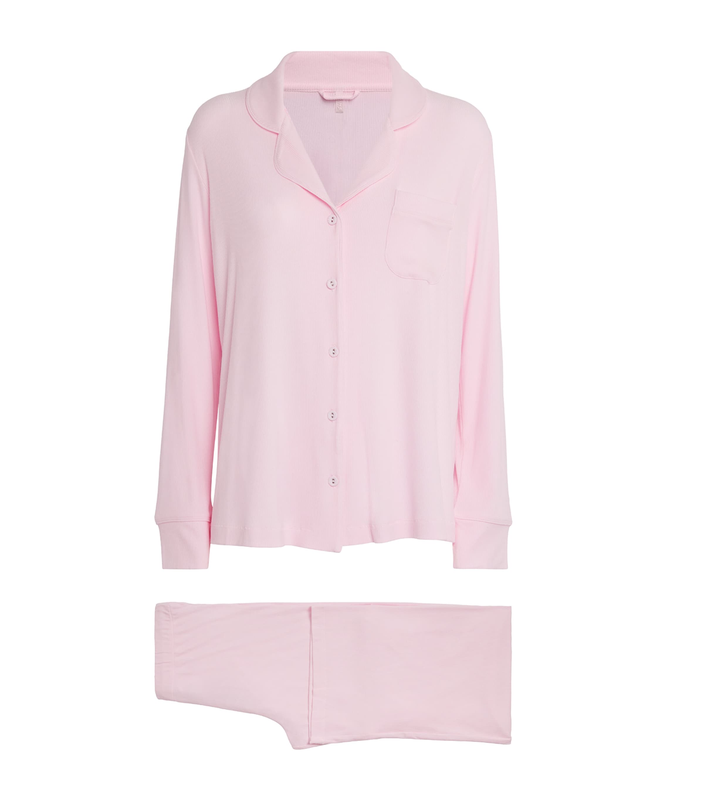 Skims Ribbed Soft Lounge Pyjama Set In Pink