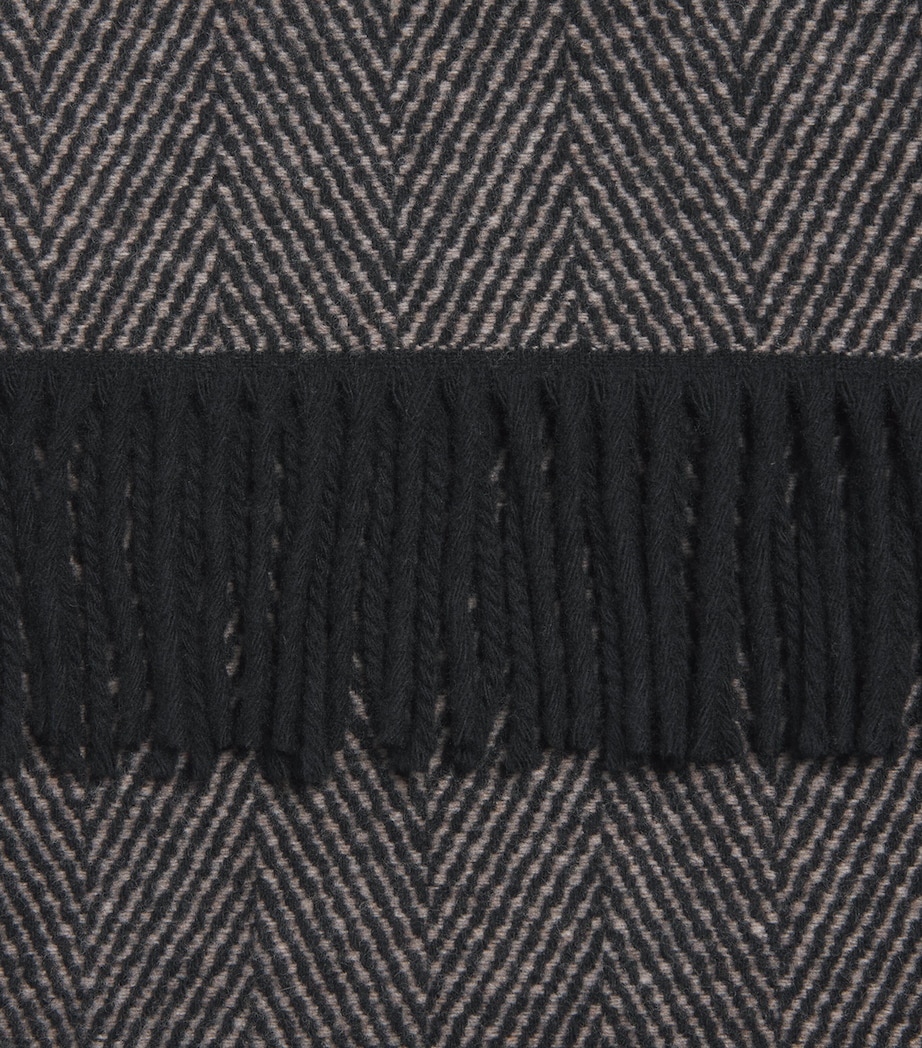Eton Wool-Cashmere Herringbone Scarf Brown Image 4