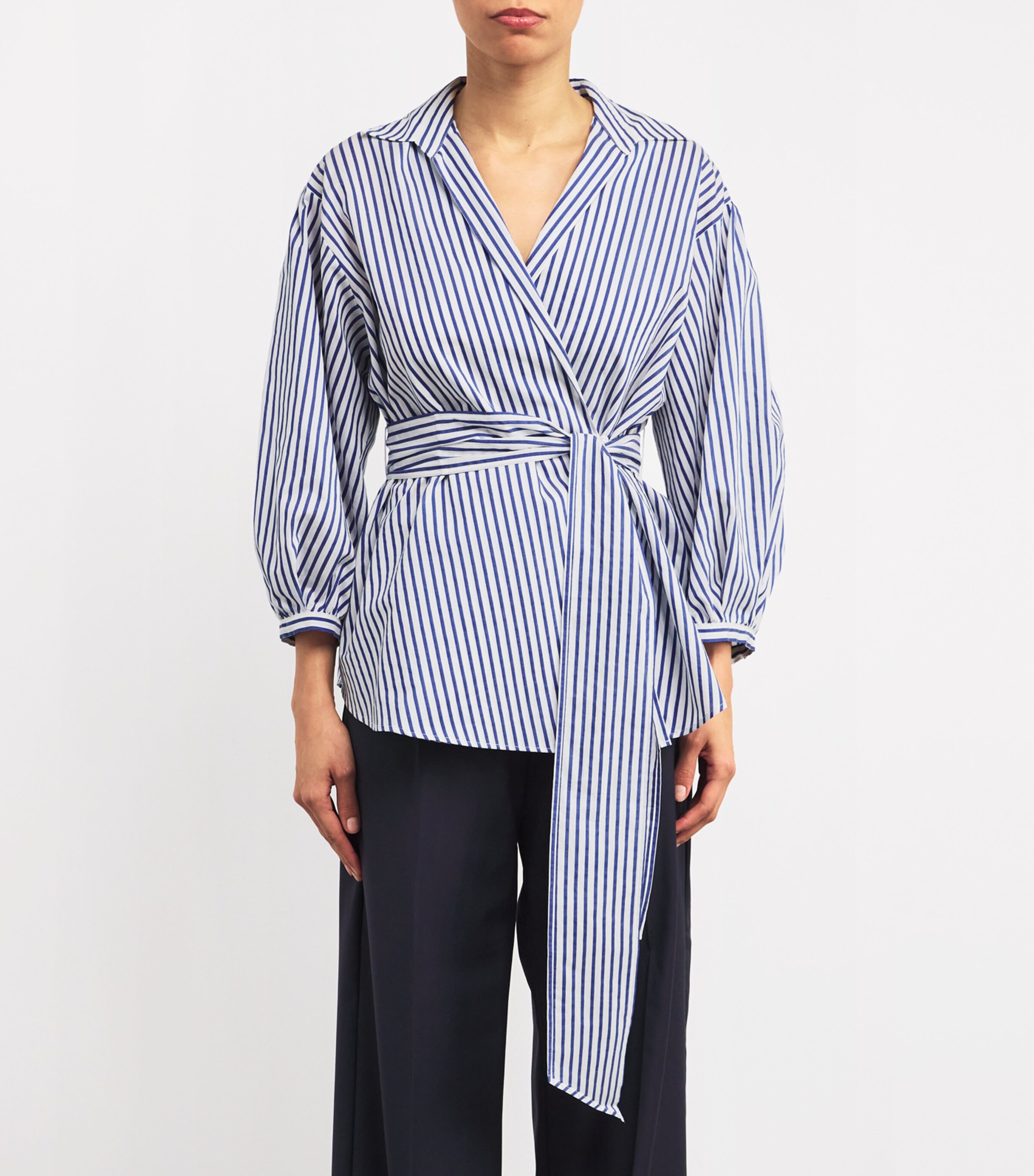Cotton-Silk Striped Shirt CORNFLOWER BLUE Image 3