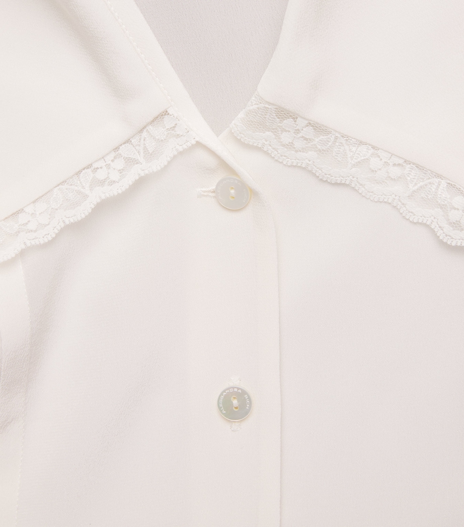 Silk Lace-Trim Blouse 0822 WHITE Image 5