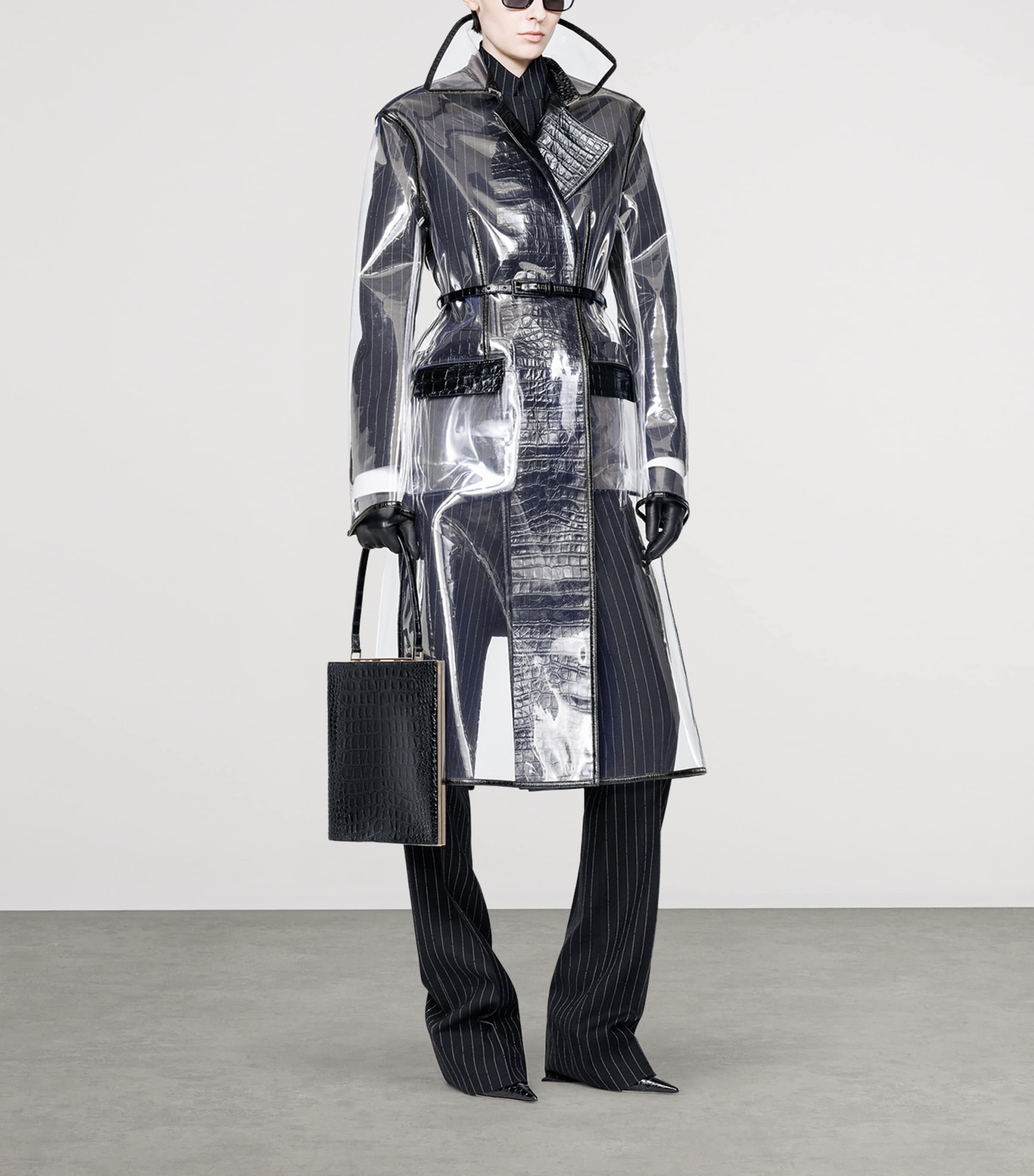 TOM FORD Womens Plastic Lambskin-Trim Trench Coat Naa Image 2