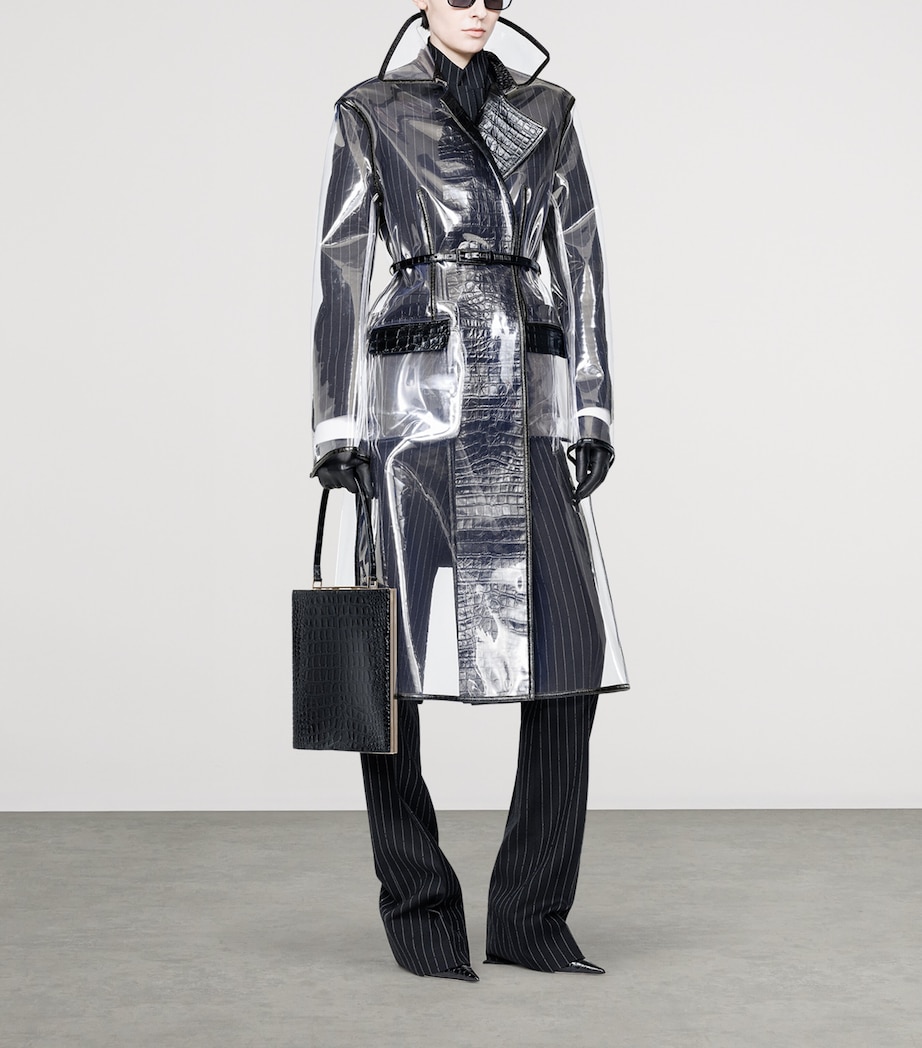 TOM FORD Womens Plastic Lambskin-Trim Trench Coat Naa Image 2