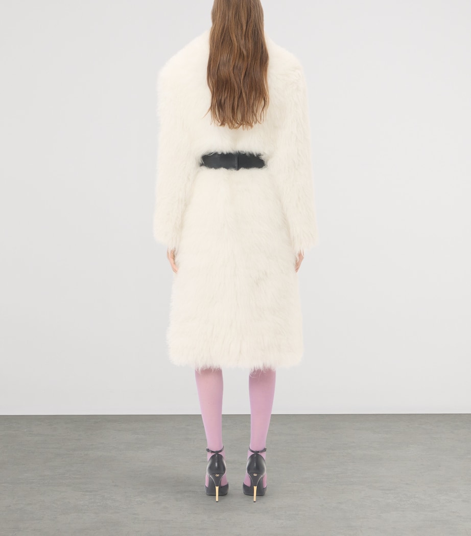 Valentino Womens Fur Bow-Belt Coat Image 5