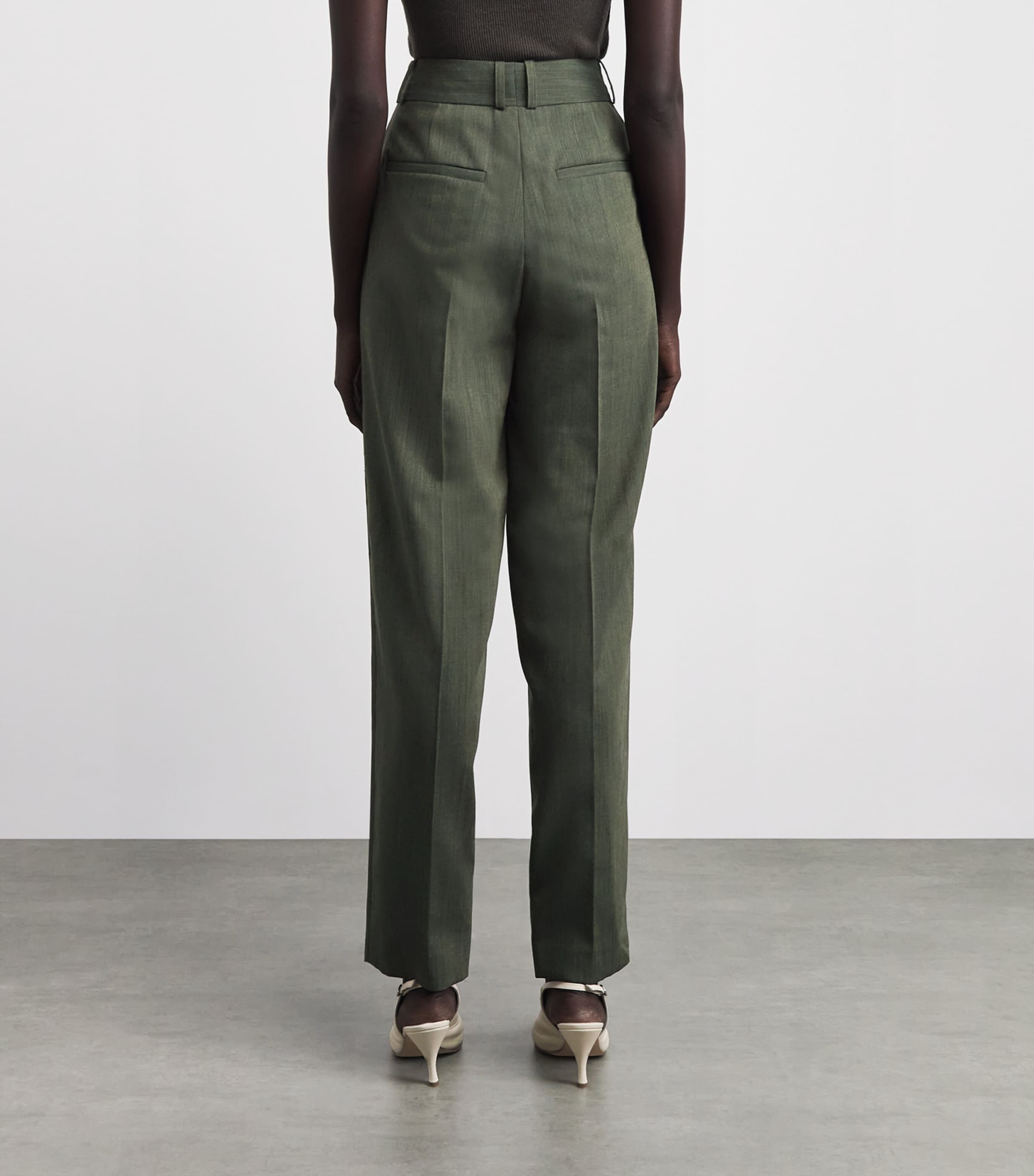 Joseph Womens Wool Zen Trousers Palm Leaf Melange Image 5
