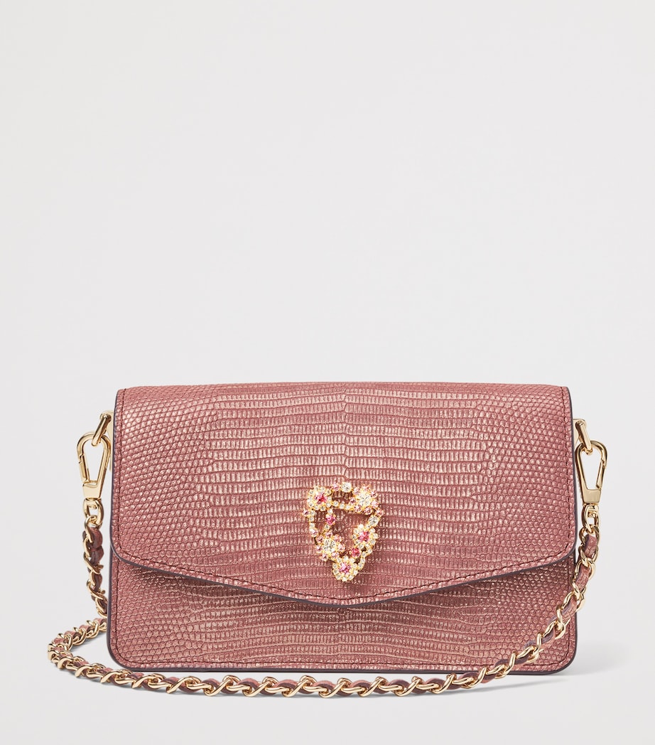 Leather Snakeskin-Embossed Eliza Clutch Bag CASSIS Image 2