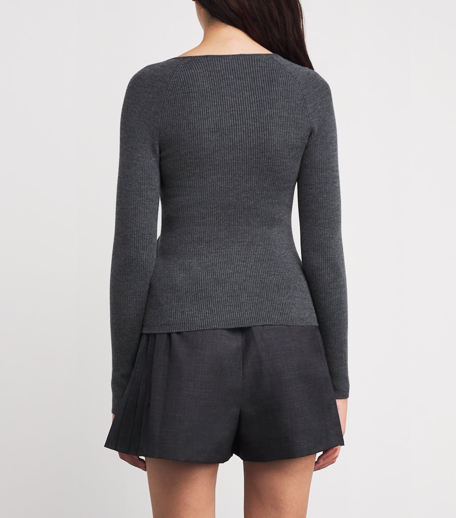 Wool-Blend Ribbed Top GREY Image 4