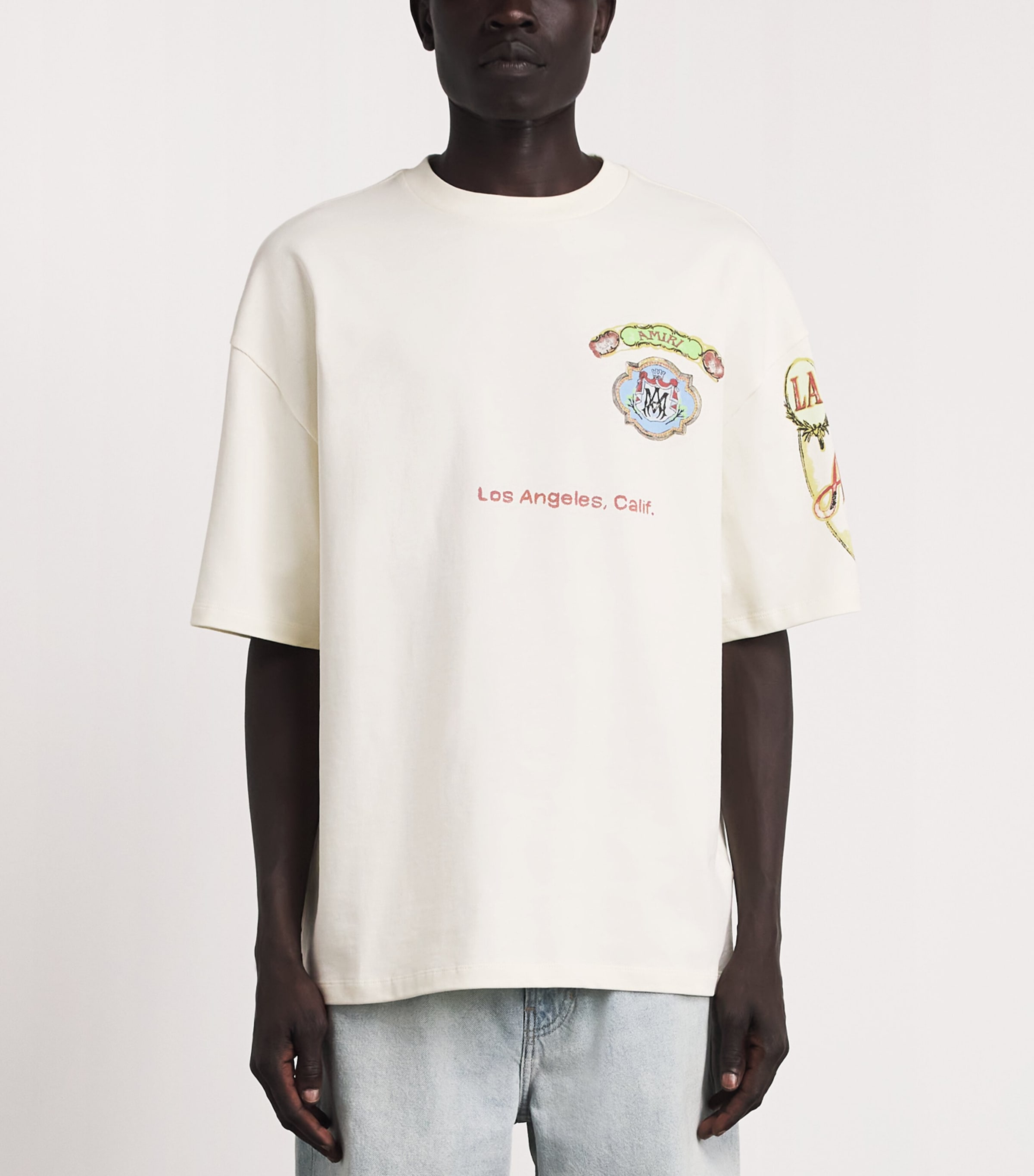 AMIRI Mens Cotton Vista Skate T-Shirt Ivory Image 4