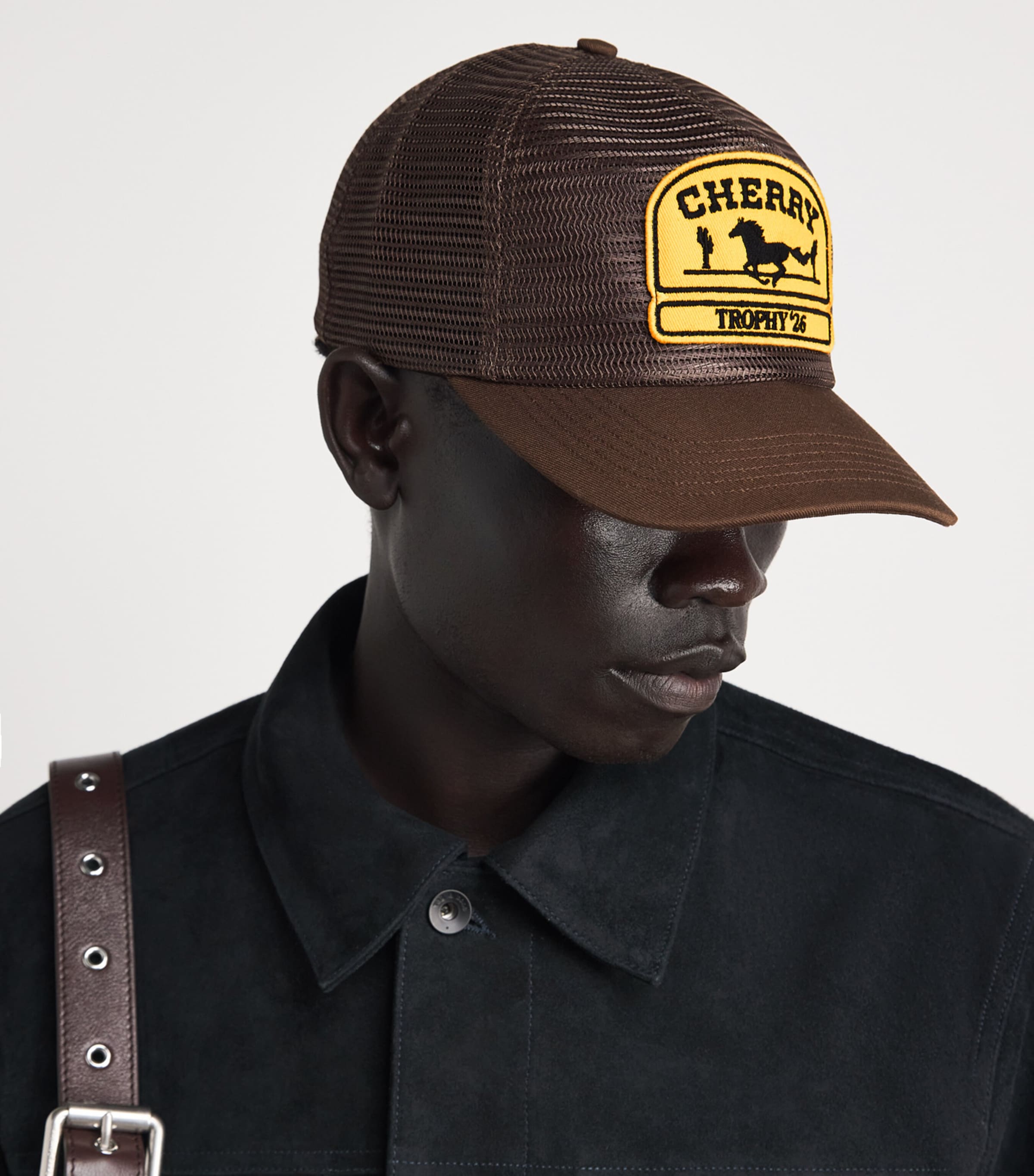 Cherry Los Angeles Mesh Patch Trucker Cap Brown Image 2
