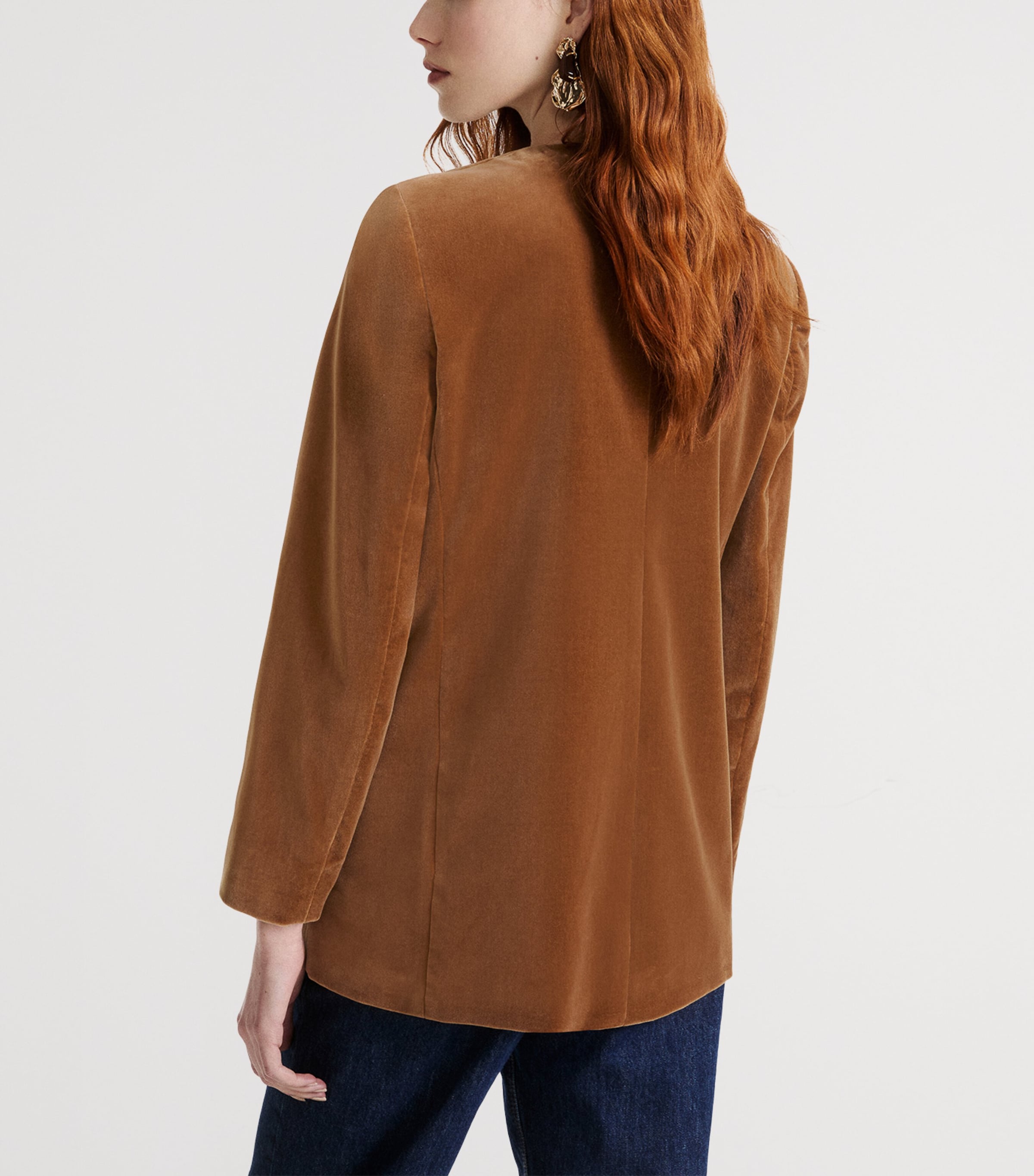 Marella Womens Cotton Velvet Blazer Buck Image 3