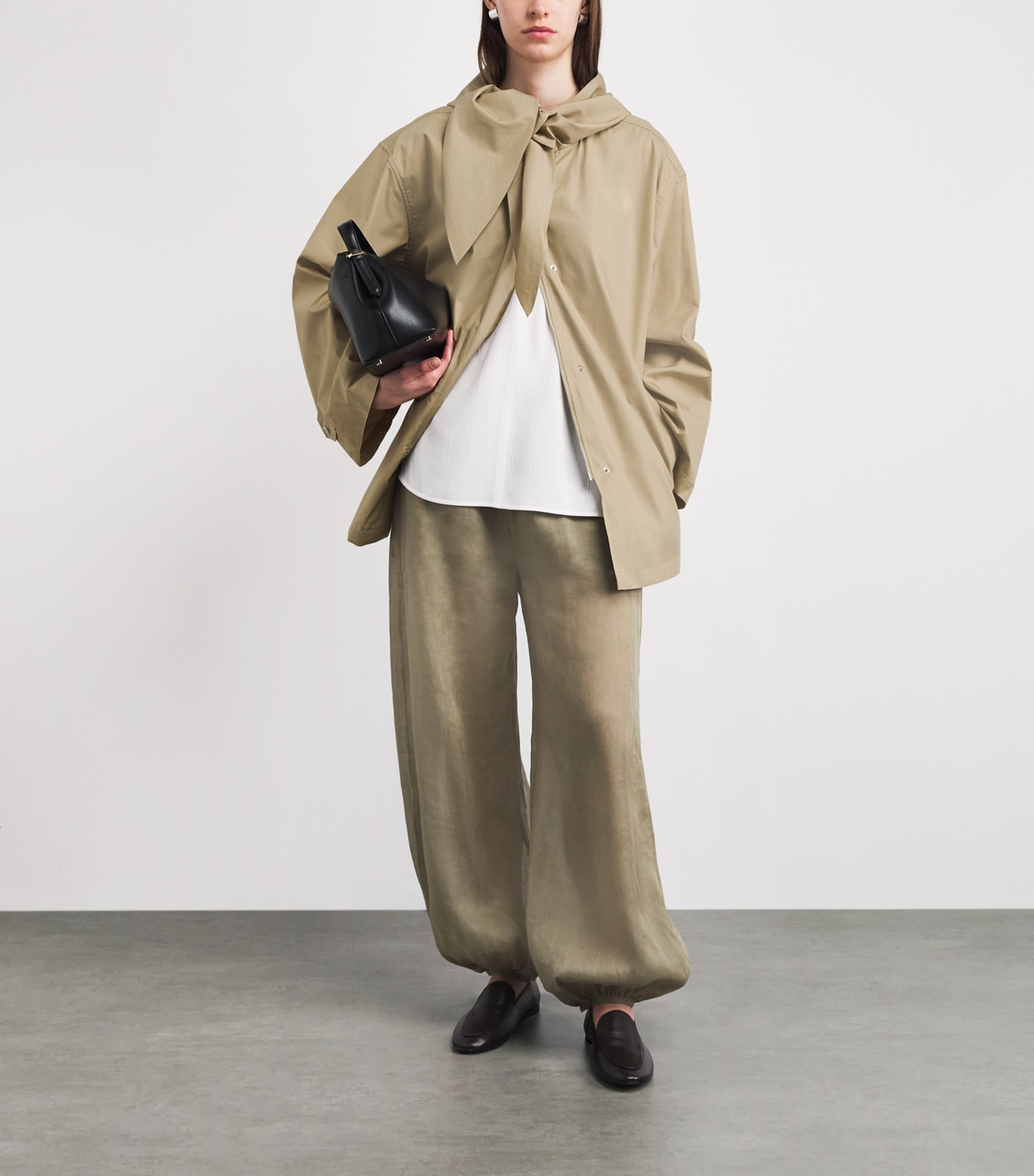 Toteme Womens Technical Windbreaker Scarf Jacket Cashew Image 2