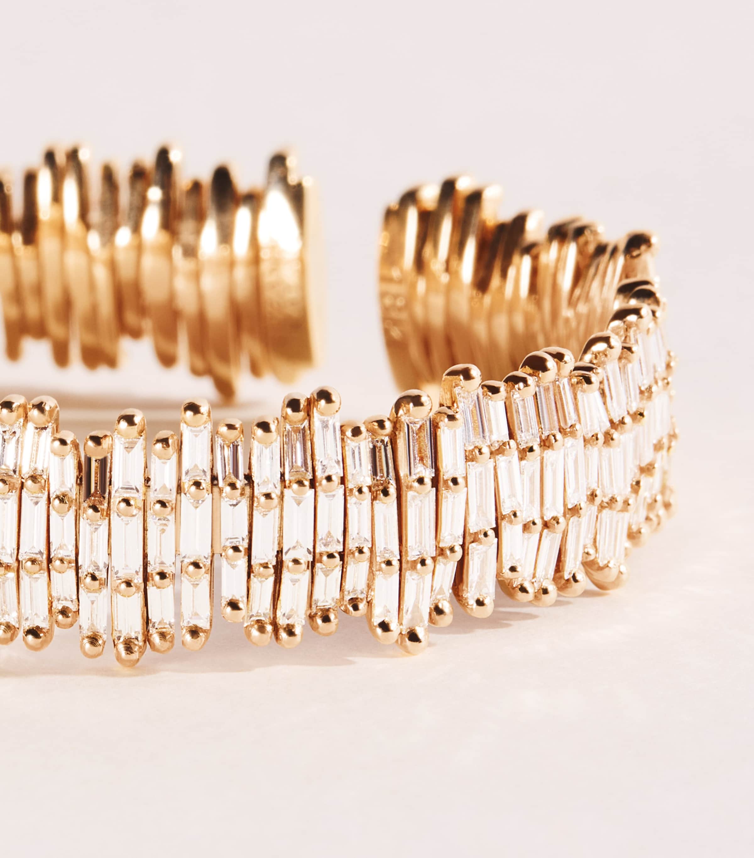 Suzanne Kalan Rose Gold and Diamond Classic Three-Row Cuff Rg/wd Image 2