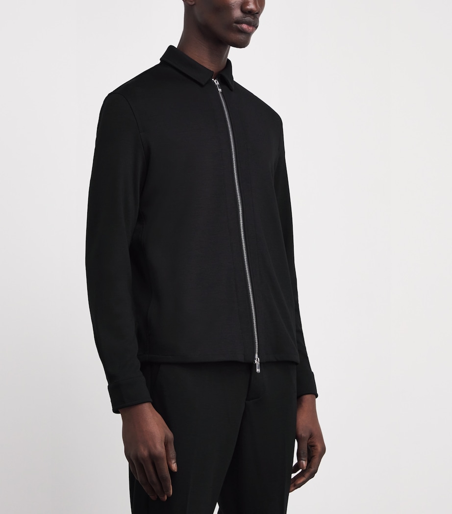 Marco Pescarolo Mens Wool-Cashmere-Blend Zip-Up Overshirt Black Image 3