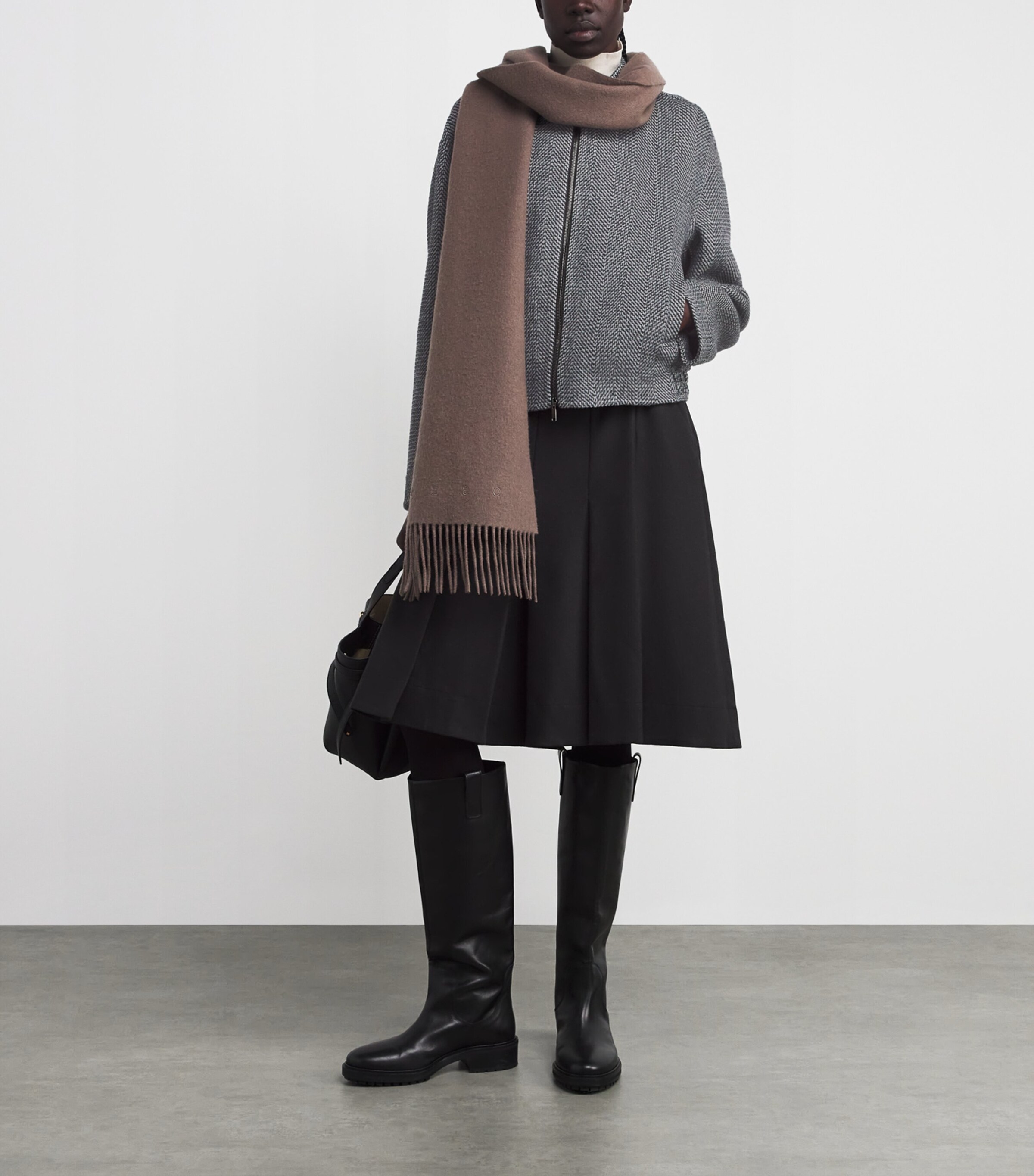 Virgin Wool Herringbone Gustave Bomber Jacket IVORY/SMOKE Image 2