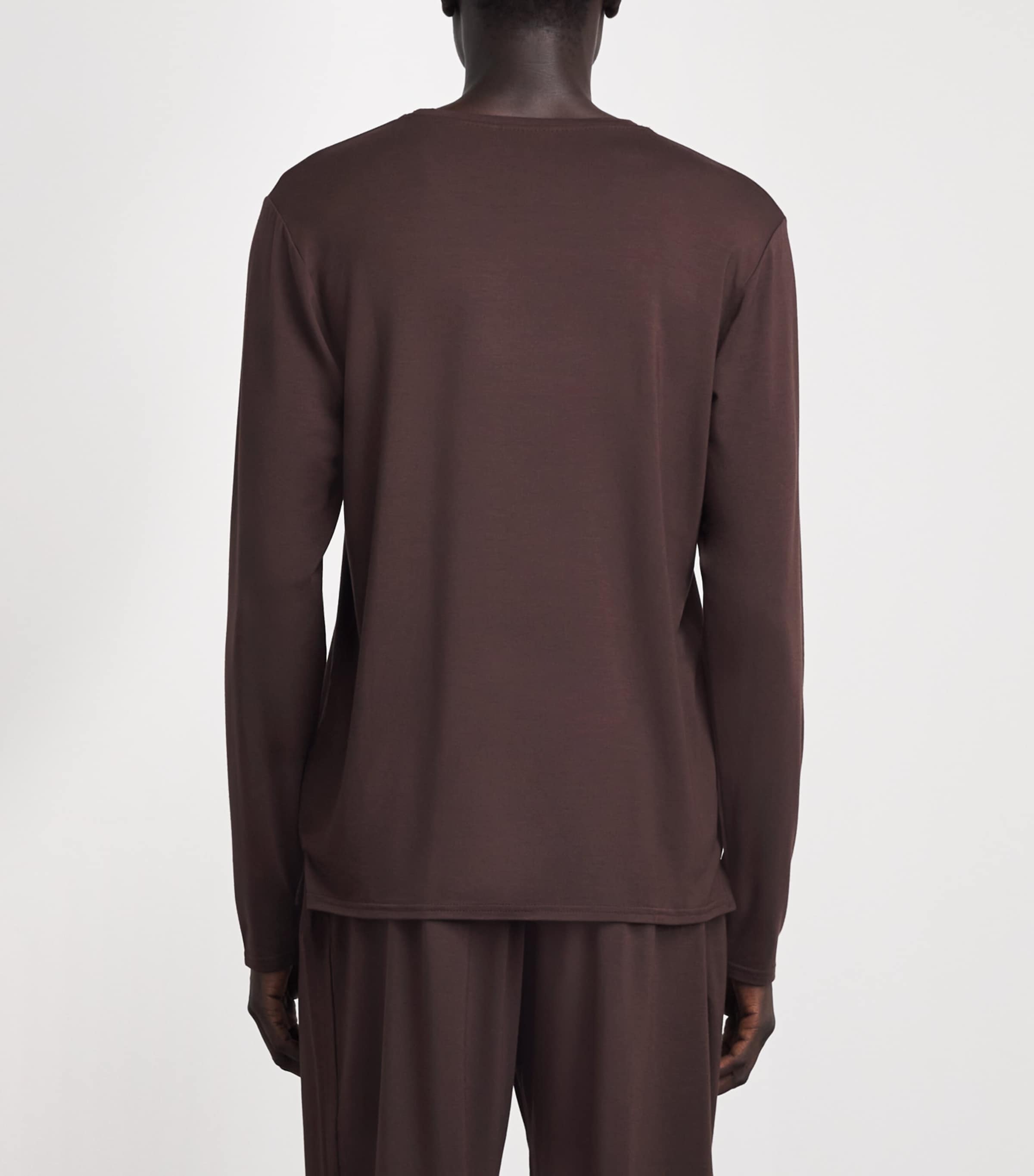 Homebody Mens Long-Sleeve Lounge T-Shirt Coffee Bean Image 5