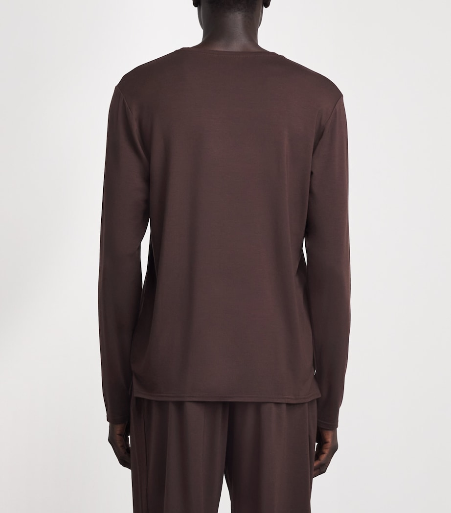 Homebody Mens Long-Sleeve Lounge T-Shirt Coffee Bean Image 5