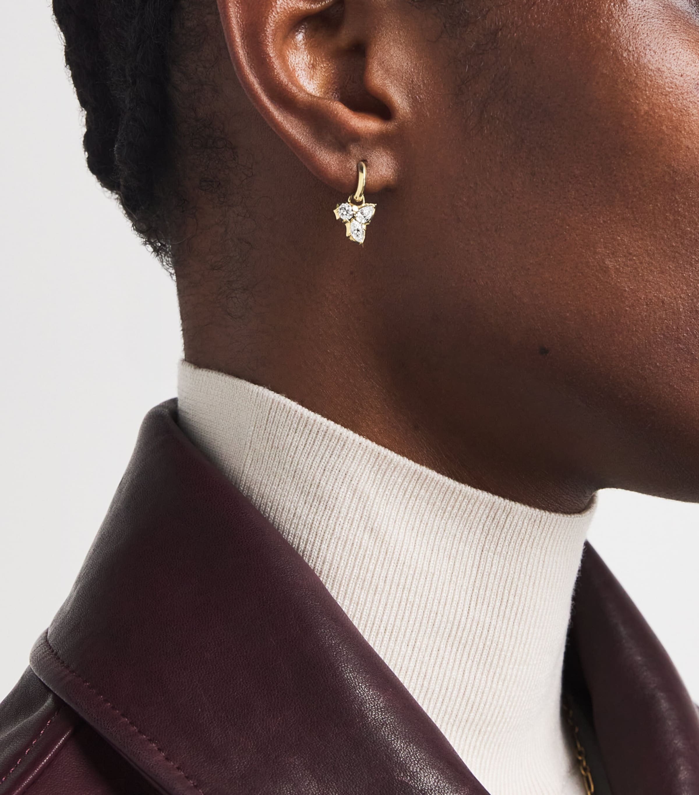 Yellow Gold and Diamond Poppy Huggie Earrings YELLOW GOLD Image 2