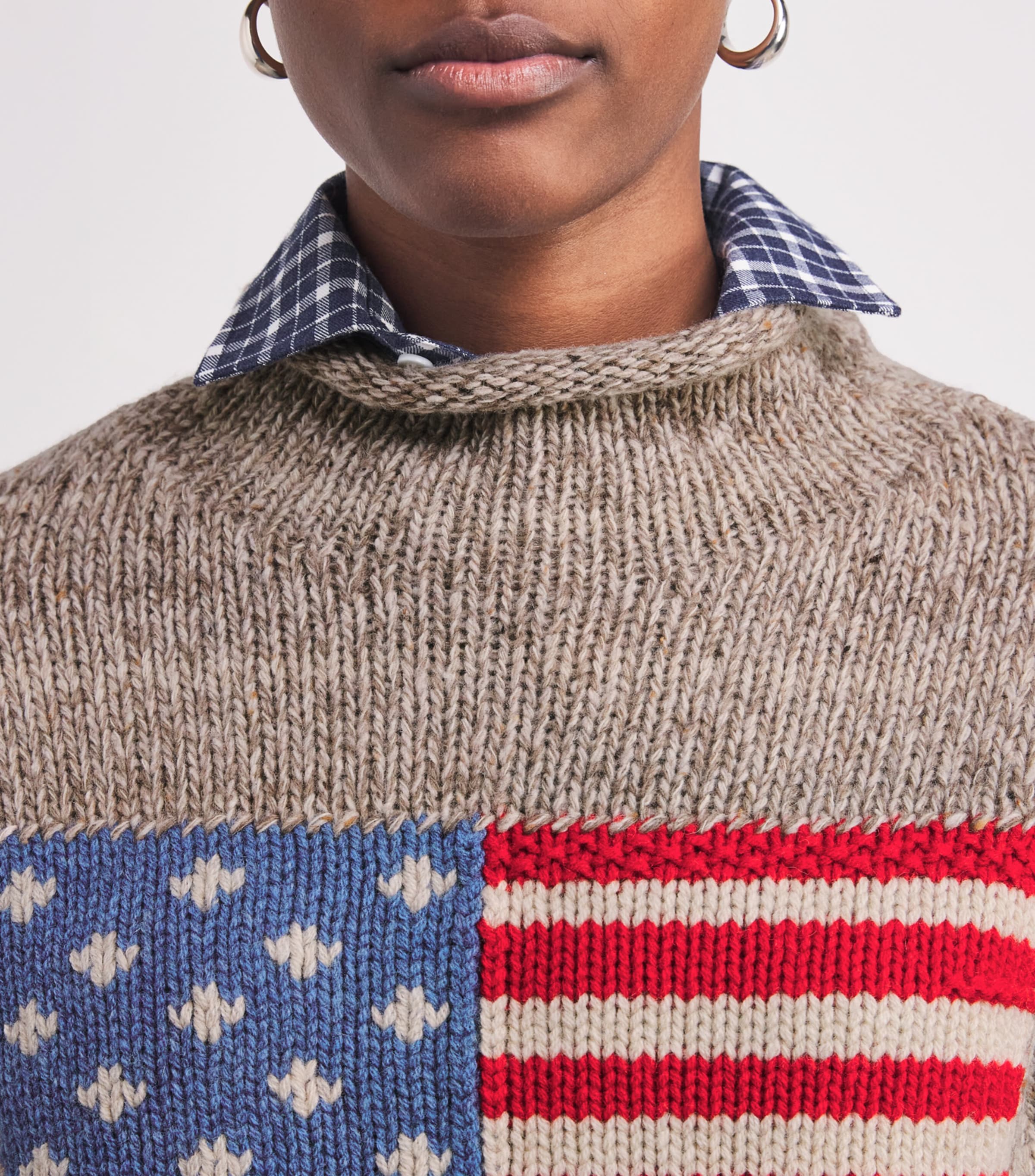 Wool-Blend Flag Rollneck Sweater NATURAL MULTI Image 6