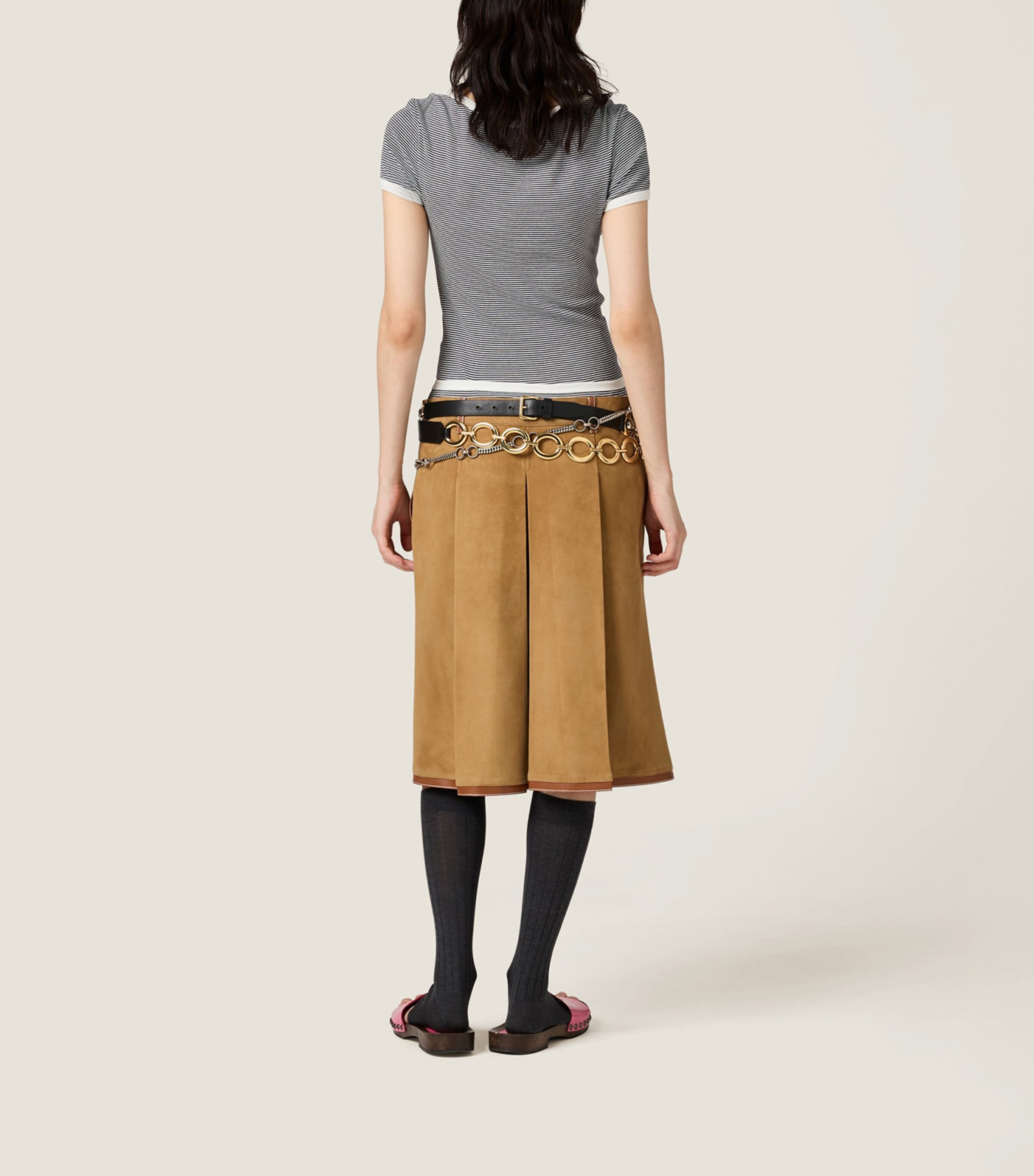 Suede Pleated Midi Skirt F0JRS Image 3