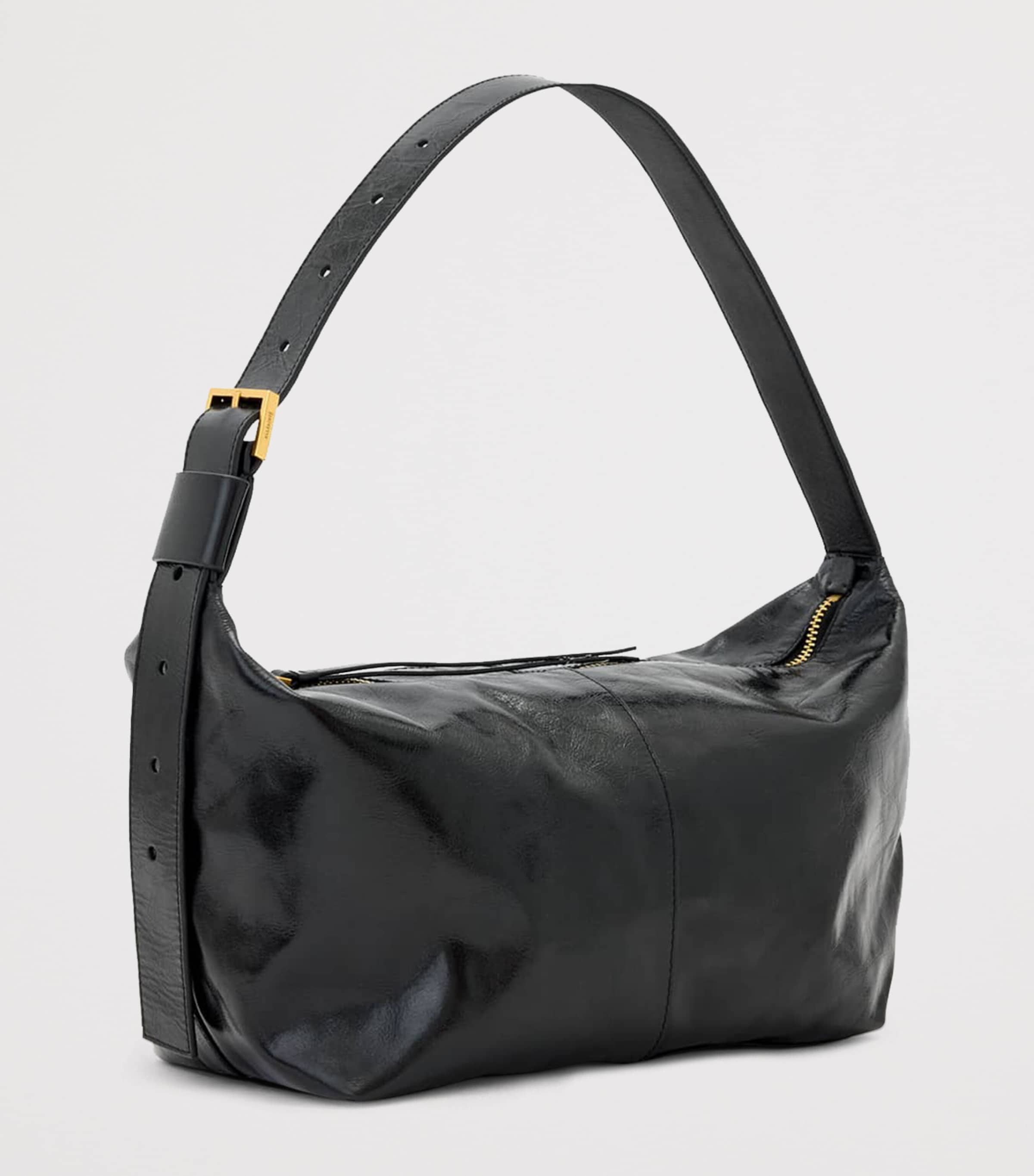 AllSaints Leather Jean Rey Shoulder Bag Black Image 3