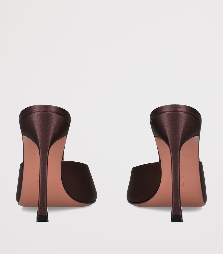 Amina Muaddi Satin Alexa Heeled Mules 105 Dark Brown Image 4