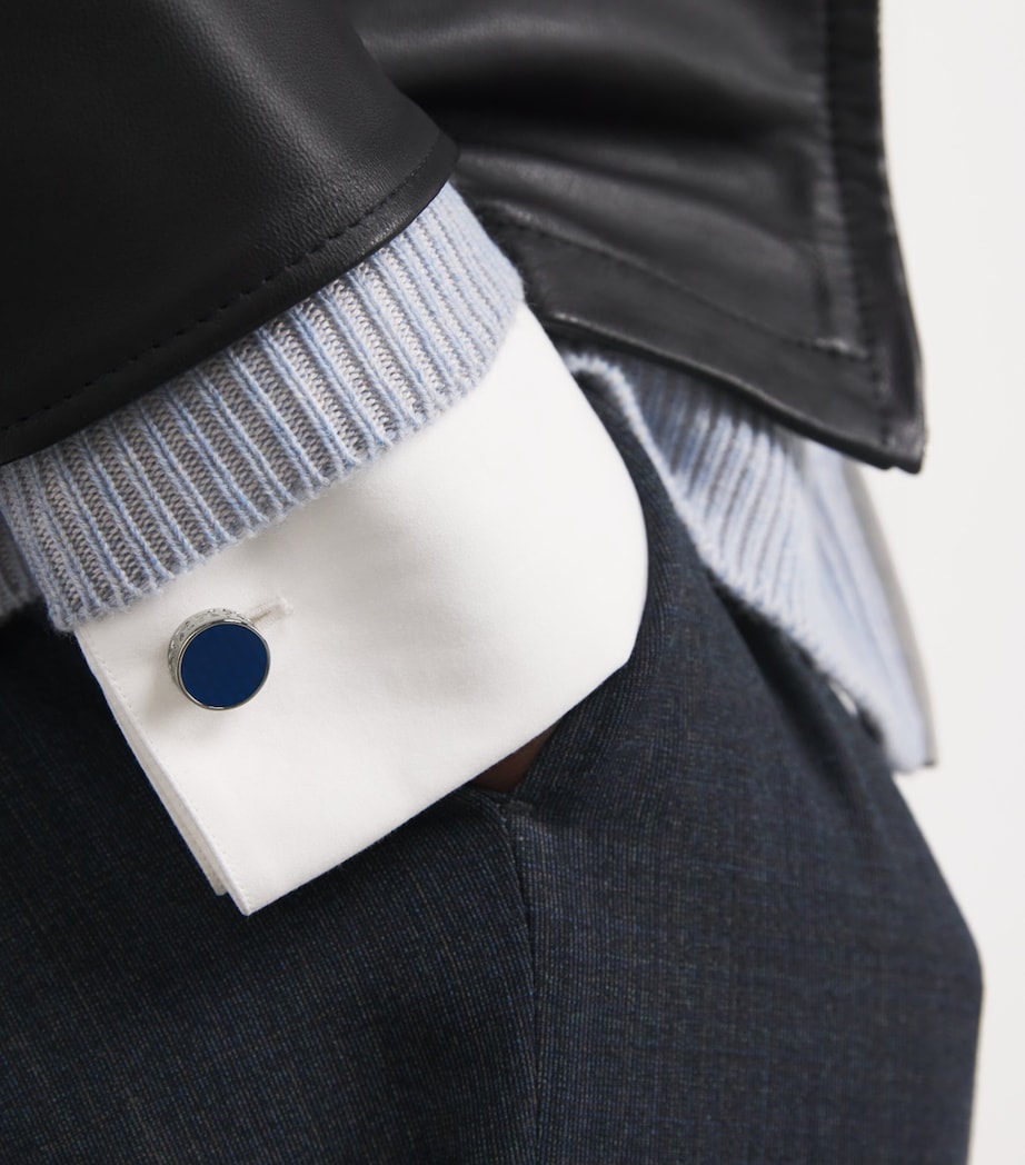 Enamel-Detail Thompson Brick Cufflinks BLUE Image 2