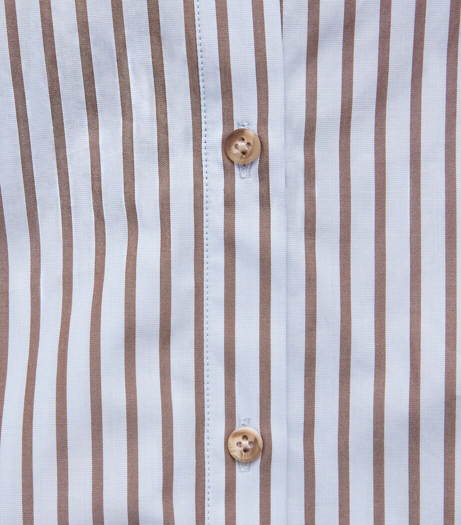ME+EM Womens Cotton Stripe Relaxed Forever Shirt Blue/chocolate Image 2