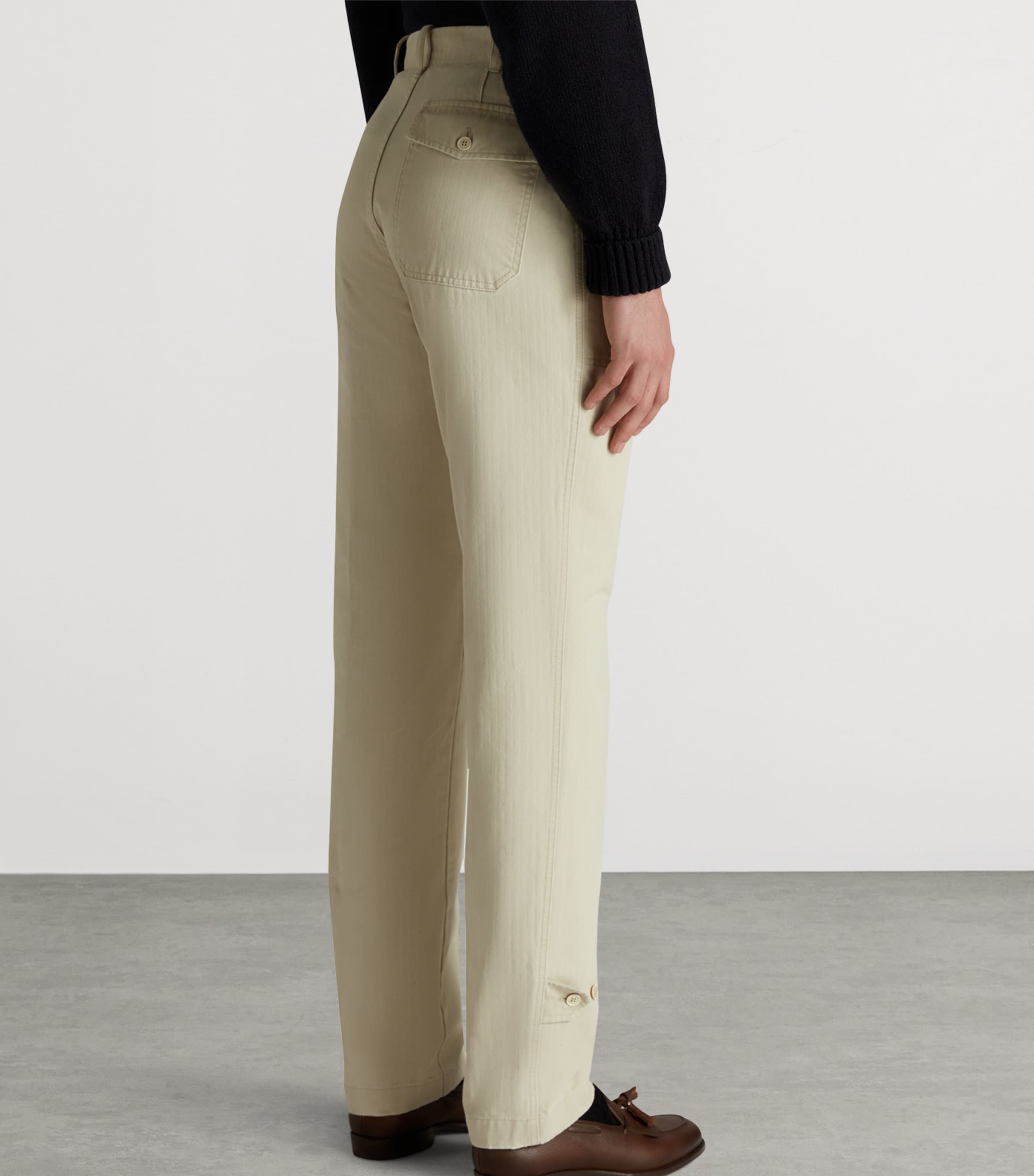 Cotton Micro-Herringbone Single-Pleat Tapered Chinos 270STONE Image 4