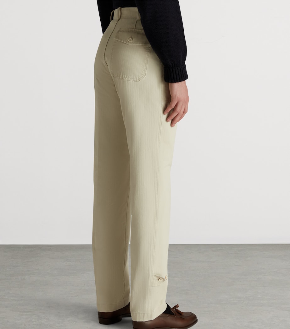 Cotton Micro-Herringbone Single-Pleat Tapered Chinos 270STONE Image 4