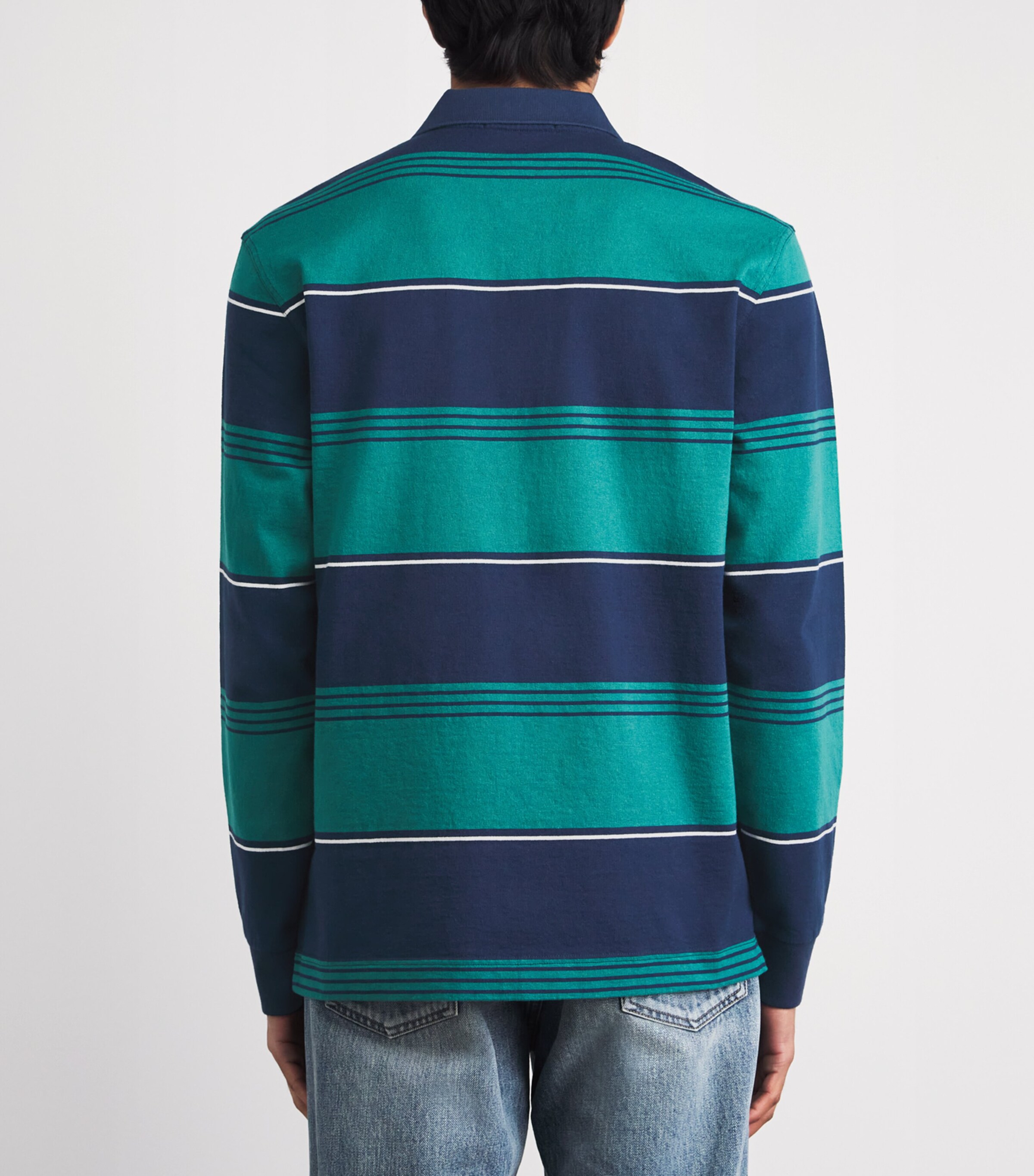 Fred Perry Mens Cotton Heavyweight Stripe Polo Shirt Tennis Blue Image 5